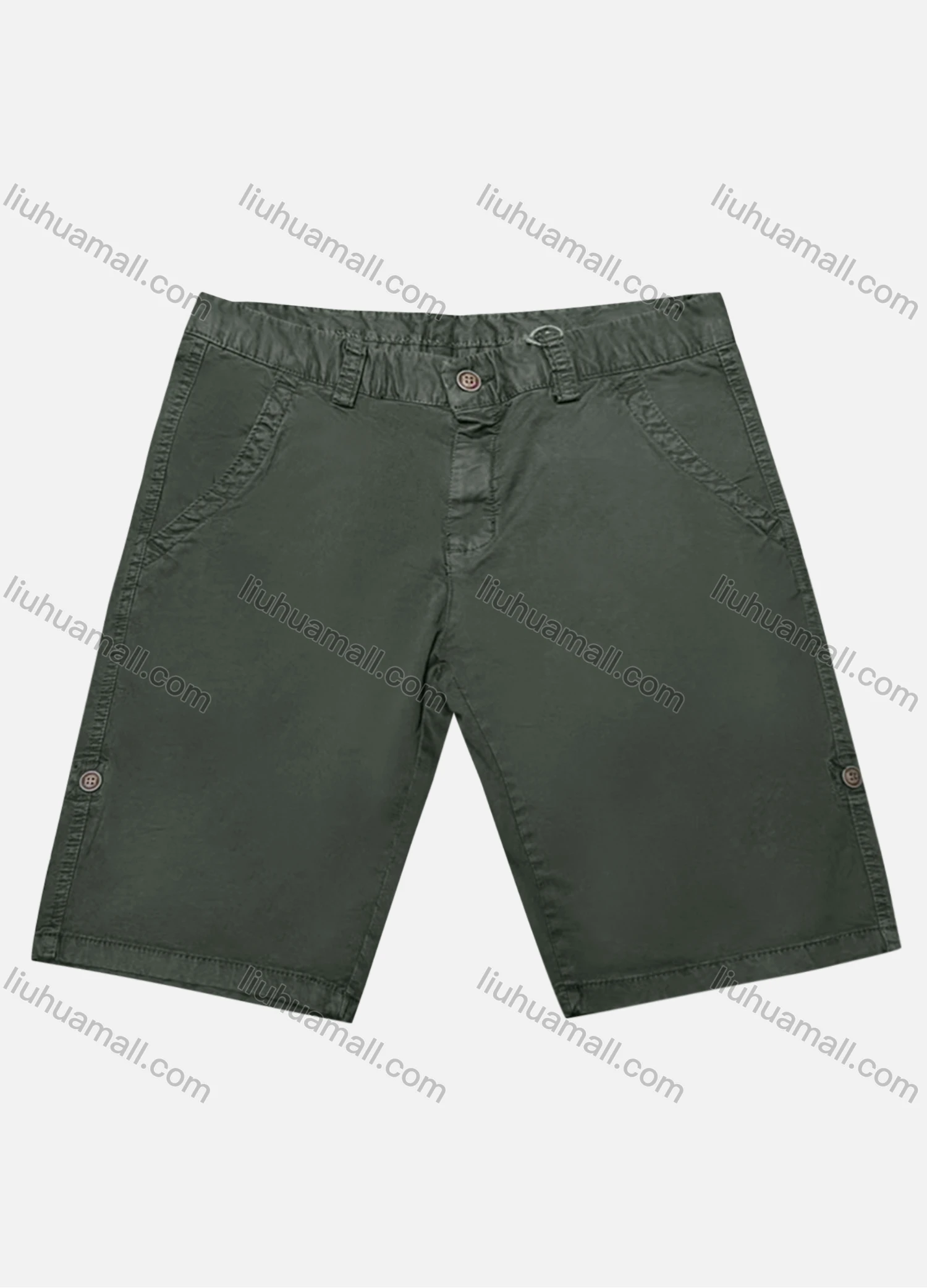 Wholesale Men's Casual Plain Elastic Waist Pockets Shorts - Liuhuamall