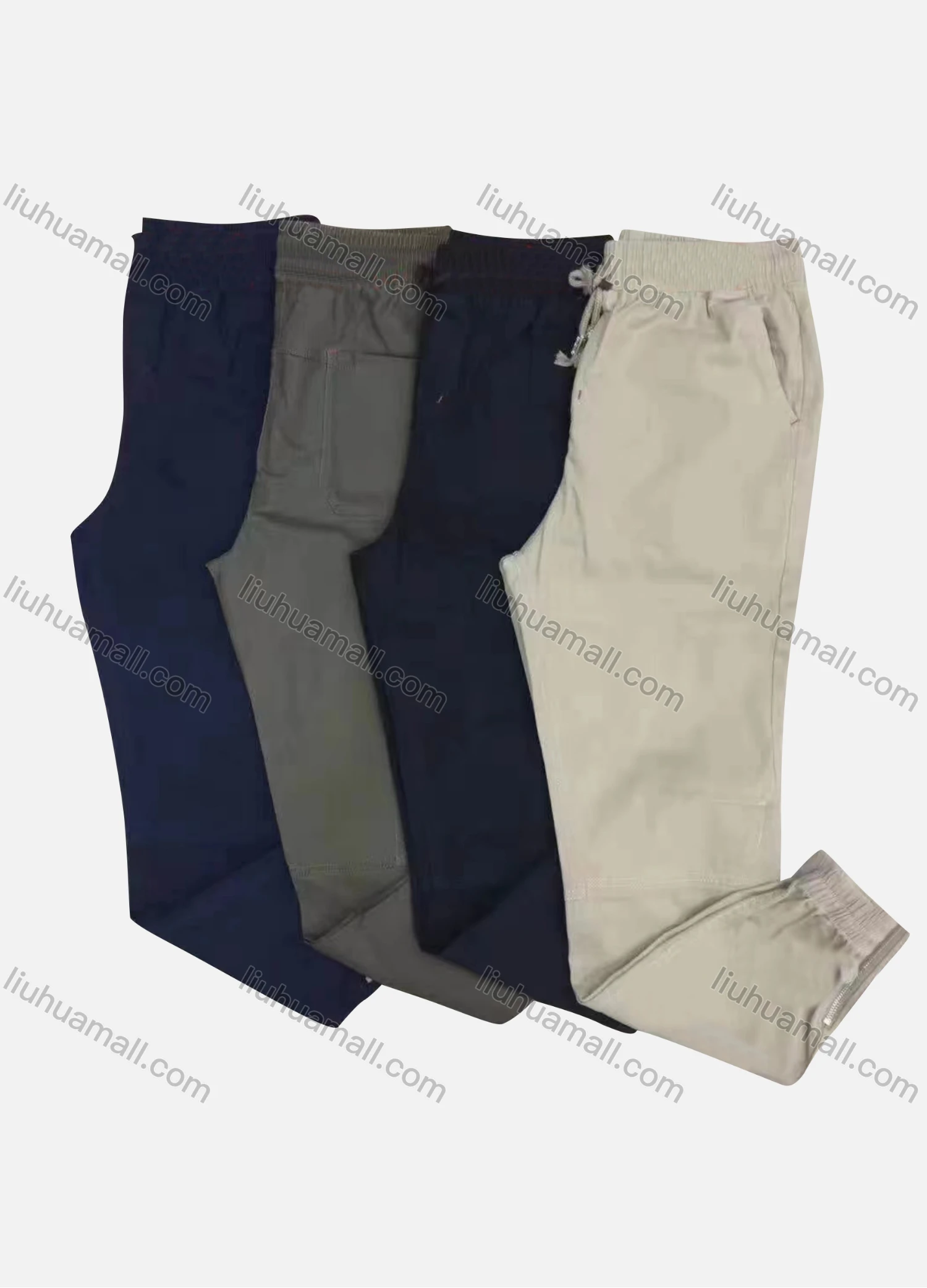 Wholesale Men's Casual Plain Ankle Length Drawstring Joggers - Liuhuamall
