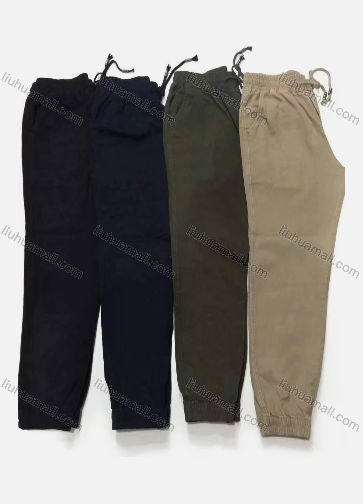 Wholesale Men's Casual Plain Ankle Length Drawstring Joggers - Liuhuamall