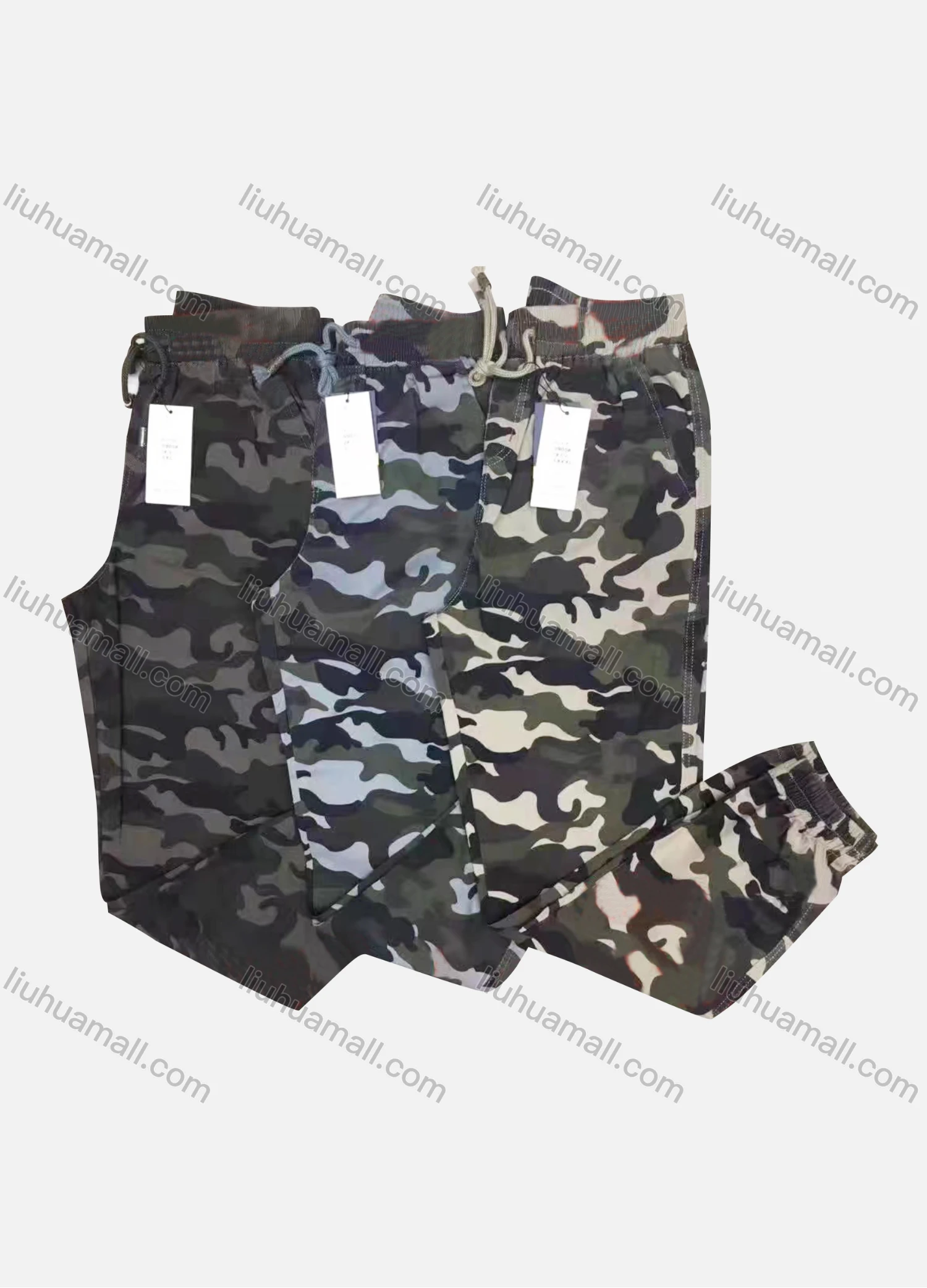 Wholesale Men's Casual Camouflage Print Ankle Length Drawstring Joggers - Liuhuamall