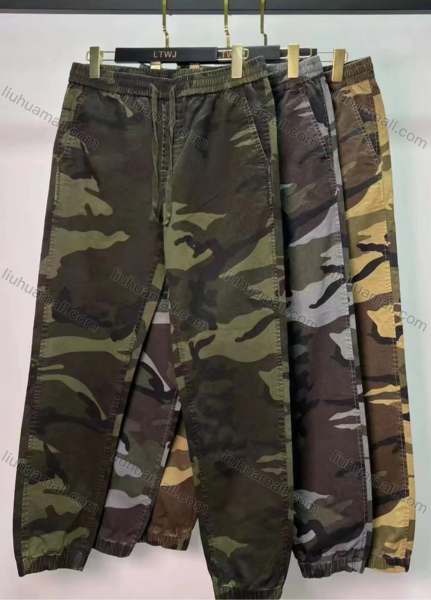 Wholesale Men's Casual Camouflage Print Ankle Length Drawstring Joggers - Liuhuamall