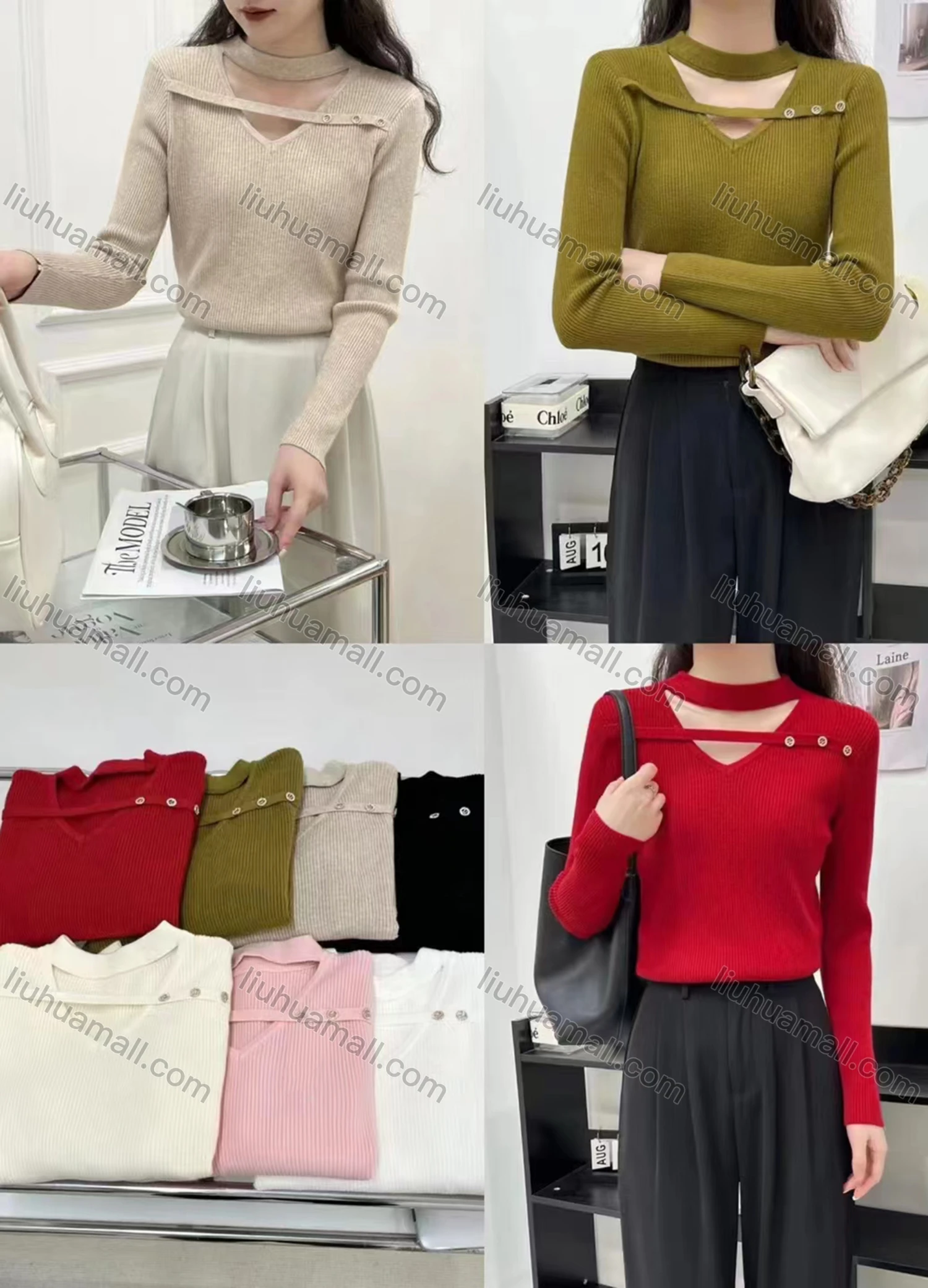 Wholesale Women's Casual Crew Neck Long Sleeve Hollow Out Blouse - Liuhuamall