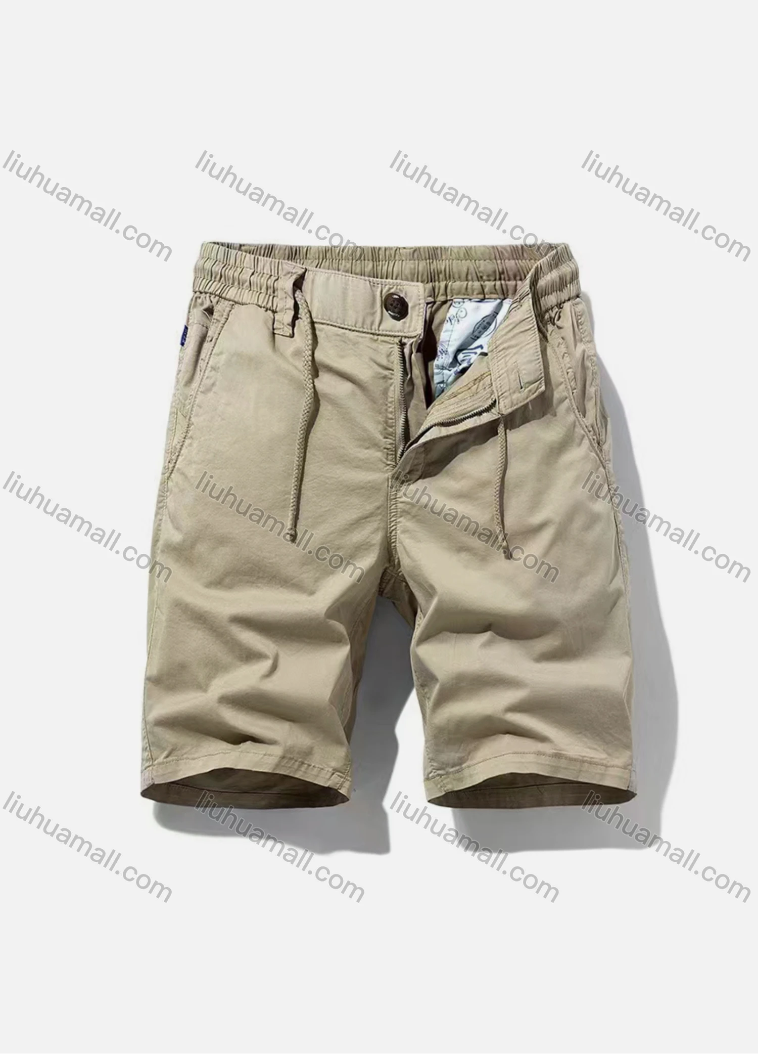 Wholesale Men's Casual Plain Straight Leg Drawstring Shorts - Liuhuamall