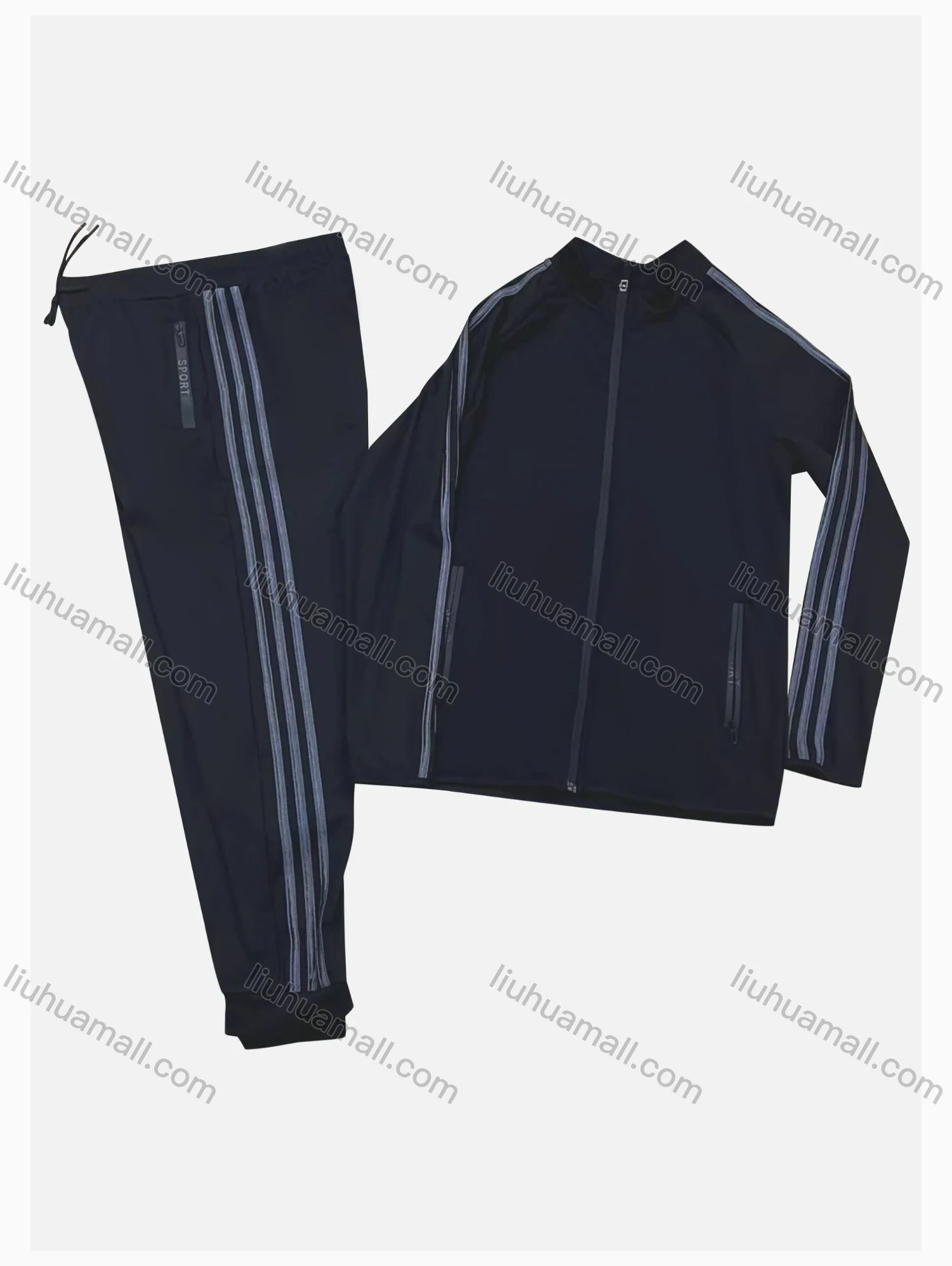 Wholesale Men's Dacron Knitting Striped Zipper Athletic Jacket 2 Piece Set LYM202205002# - Liuhuamall