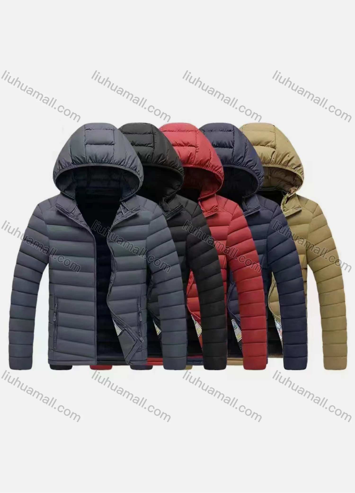 Wholesale Men's Casual Hooded Long Sleeve Zipper Plain Puffer Jacket - Liuhuamall