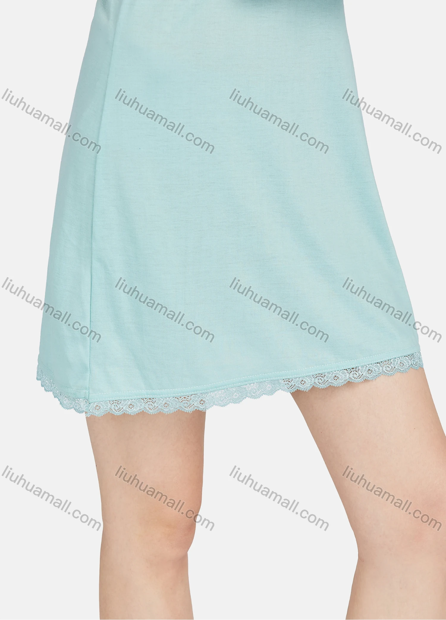 Wholesale Women's Milk Silk Plain Lace Trim Soft Spaghetti Strap Short Cami Lounge Nightgown A08# - Liuhuamall