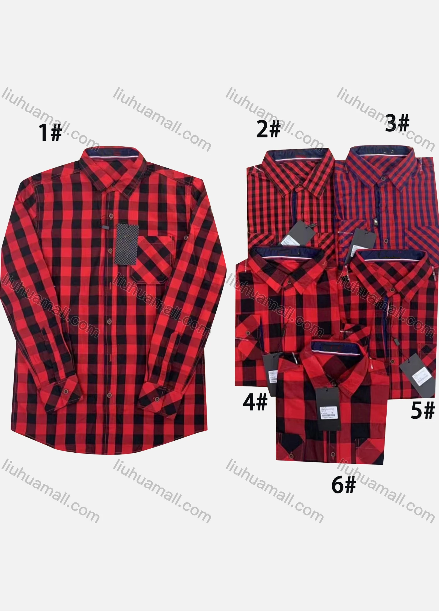 Wholesale Men's Casual Collared Long Sleeve Plaid Print Shirt - Liuhuamall