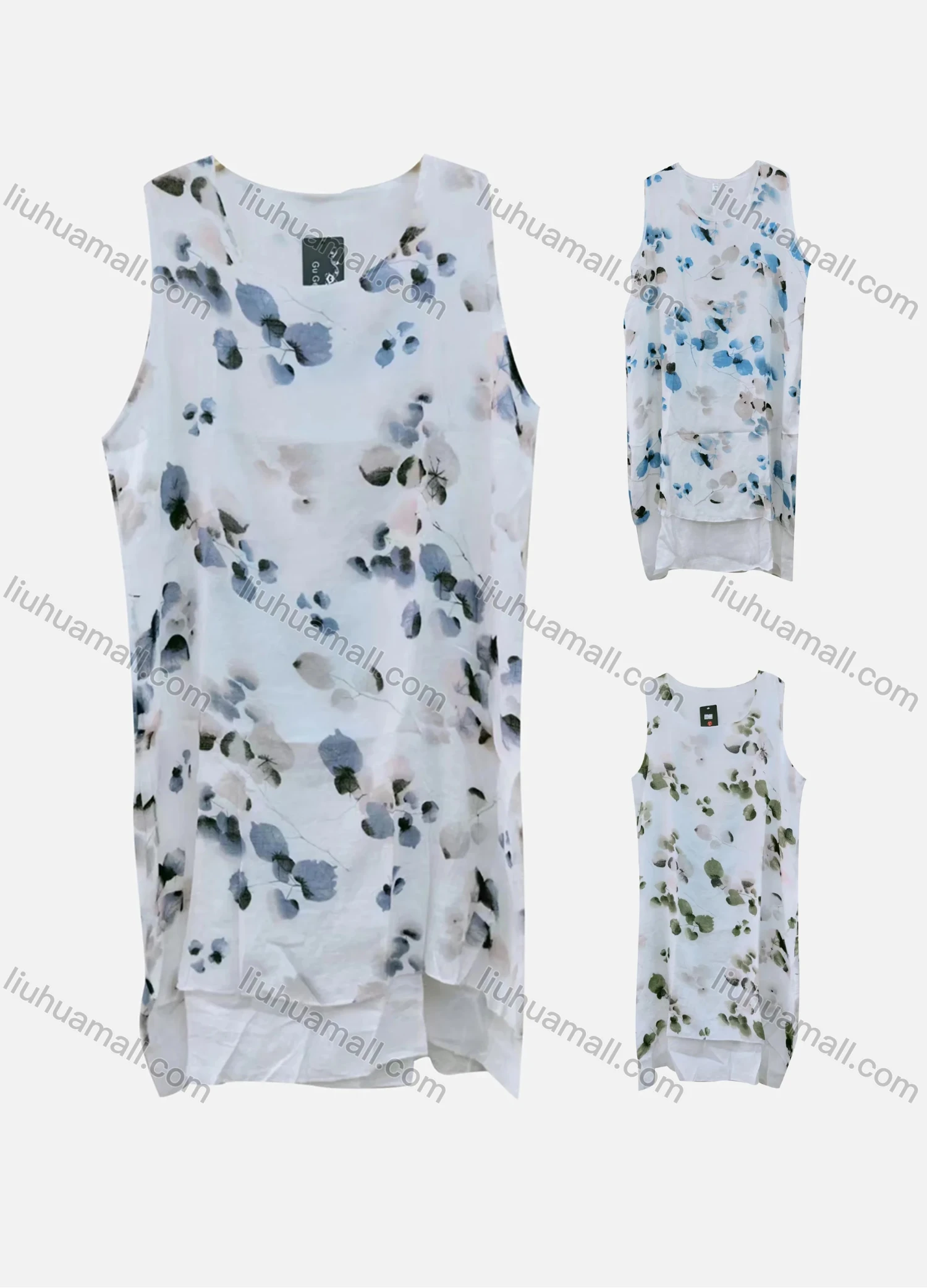 Wholesale Women's Casual Crew Neck Sleeveless Floral Print Tank Dress - Liuhuamall