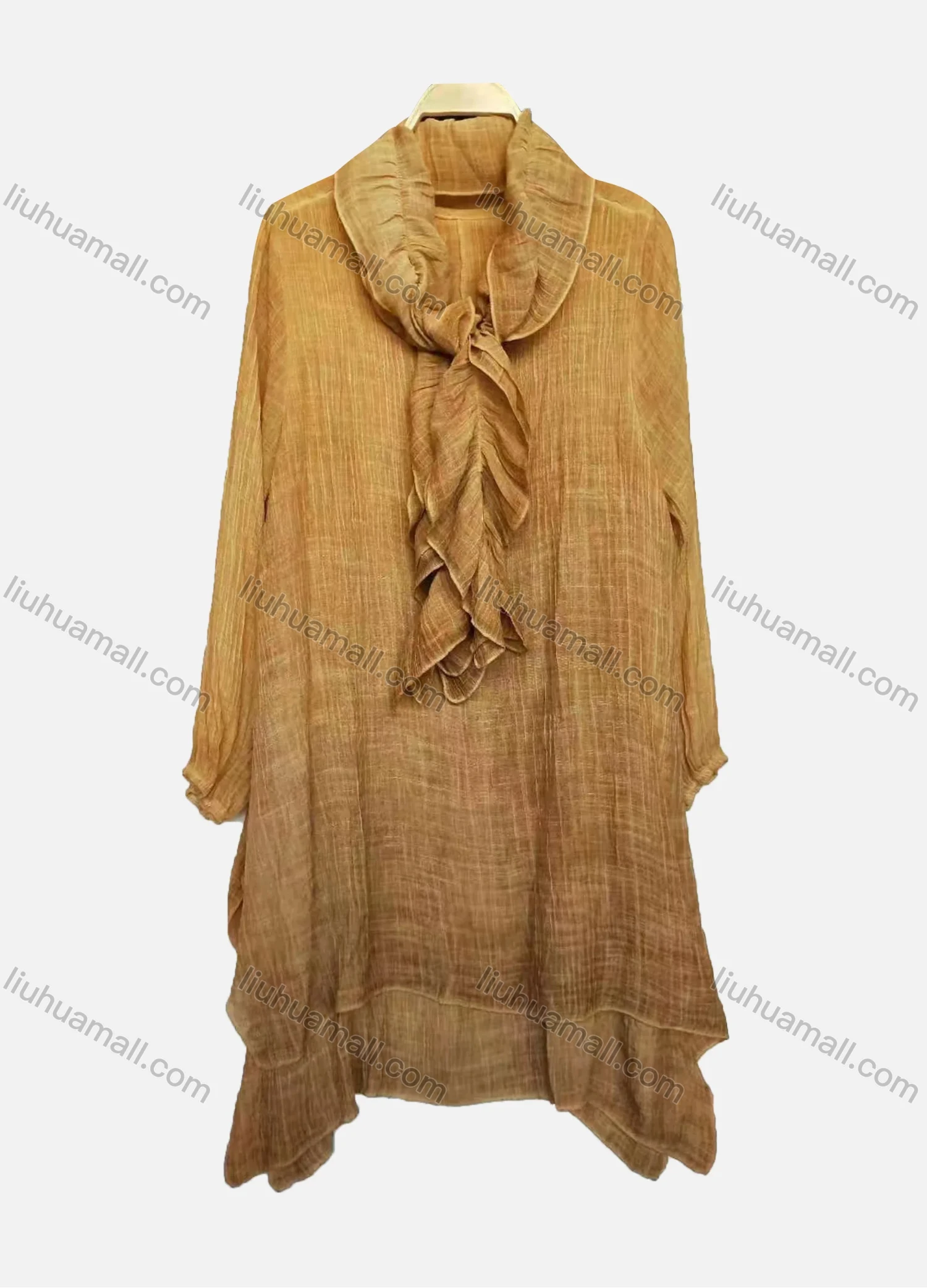 Wholesale Women's Casual Tie Neck Short Sleeve Tiered Midi Dress - Liuhuamall
