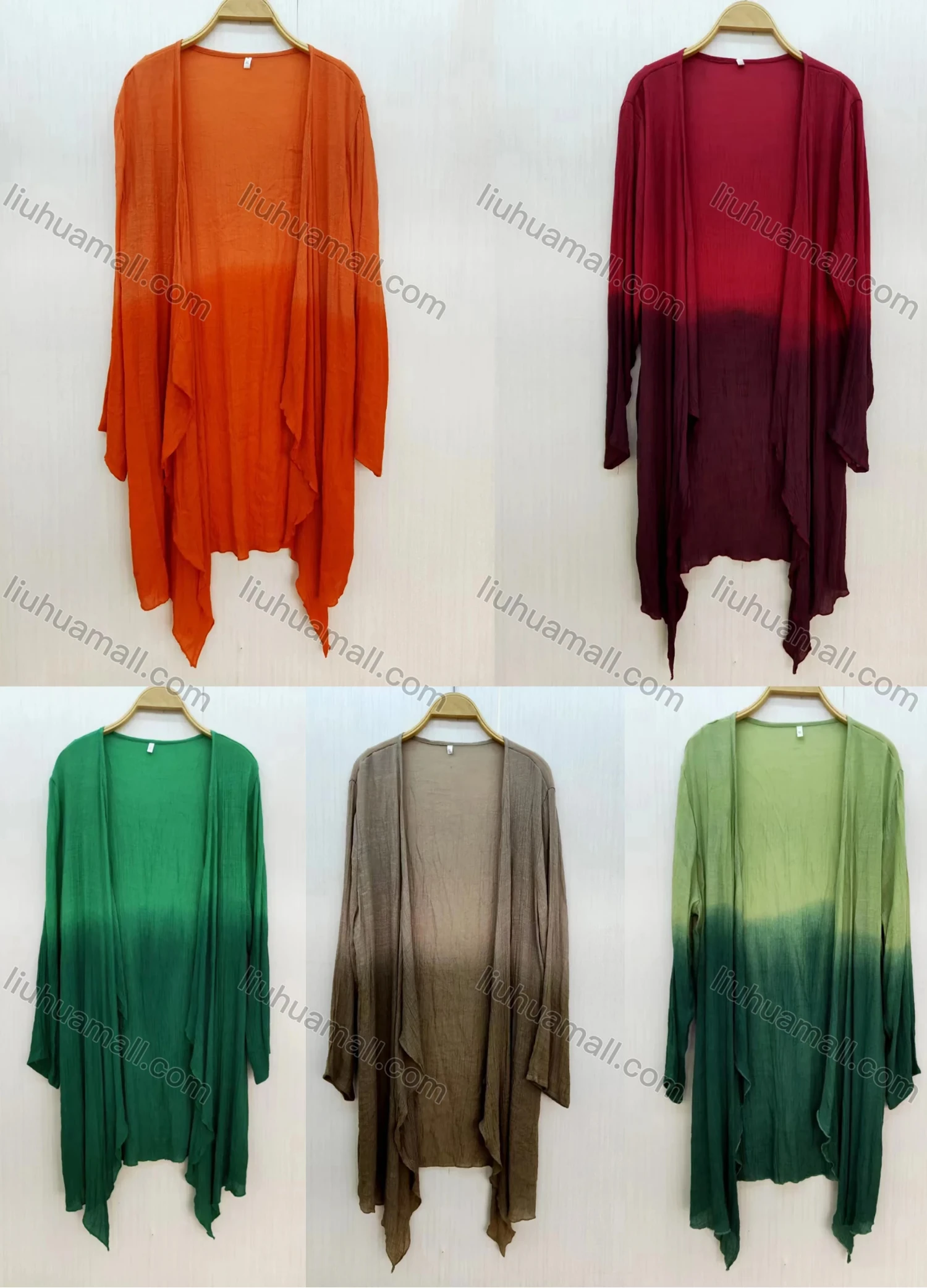 Wholesale Women's Casual Long Sleeve Gradient Stiching Color Loose Fit Cardigan - Liuhuamall