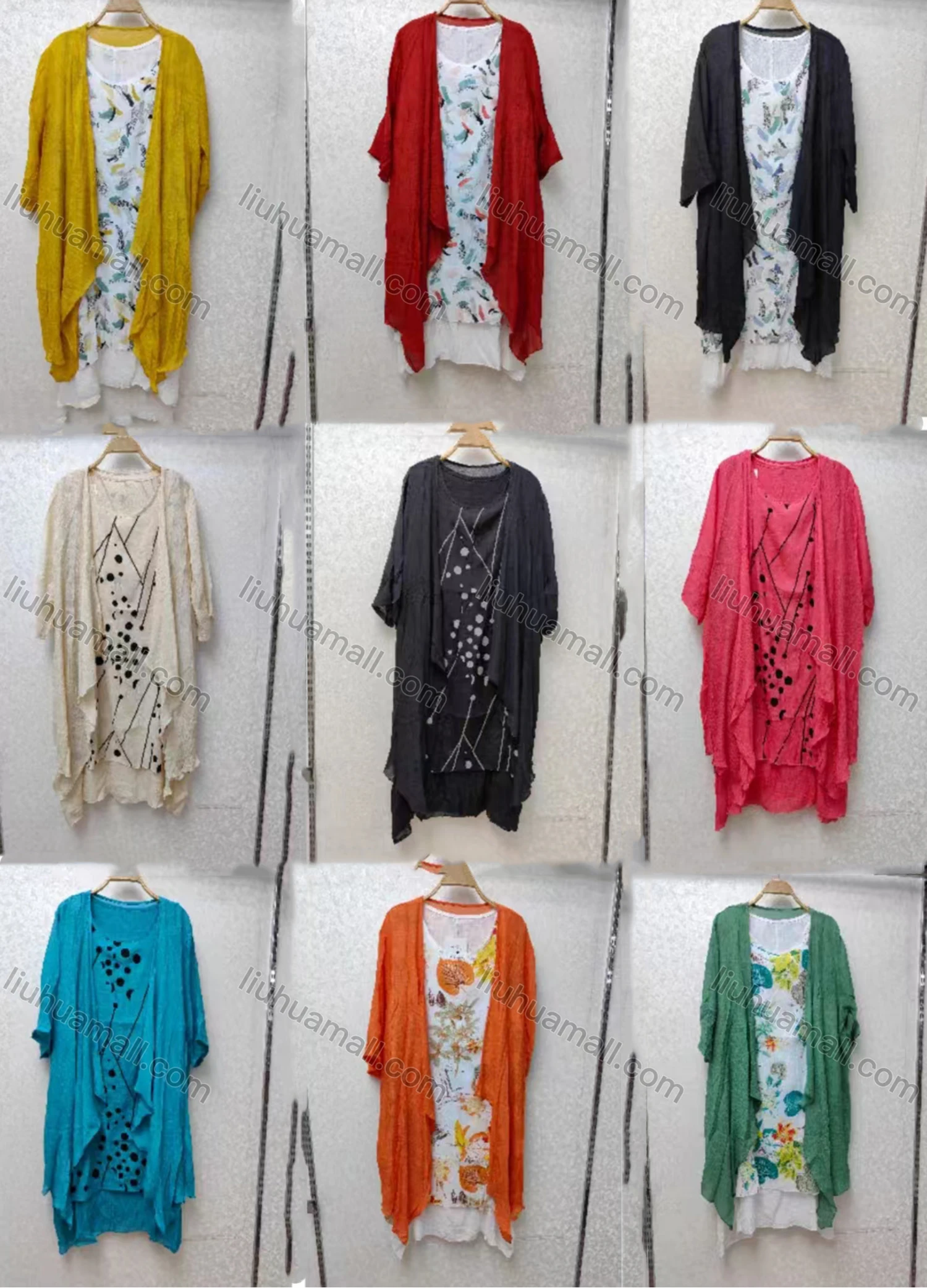 Wholesale Women's Elegant Crew Neck Floral Midi Dress & Cardigan Set - Liuhuamall