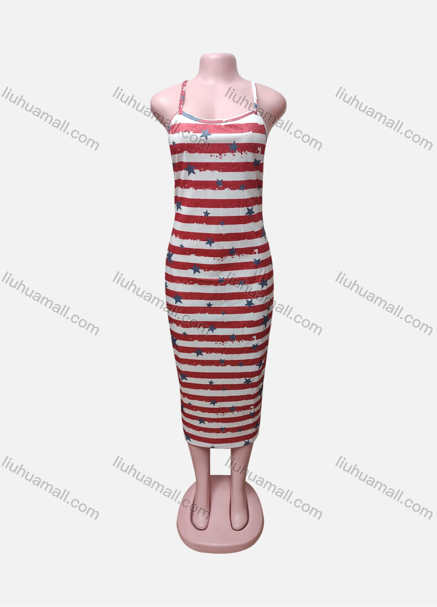 Wholesale Women's Casual Slim Fit Striped Midi Cami Dress - Liuhuamall