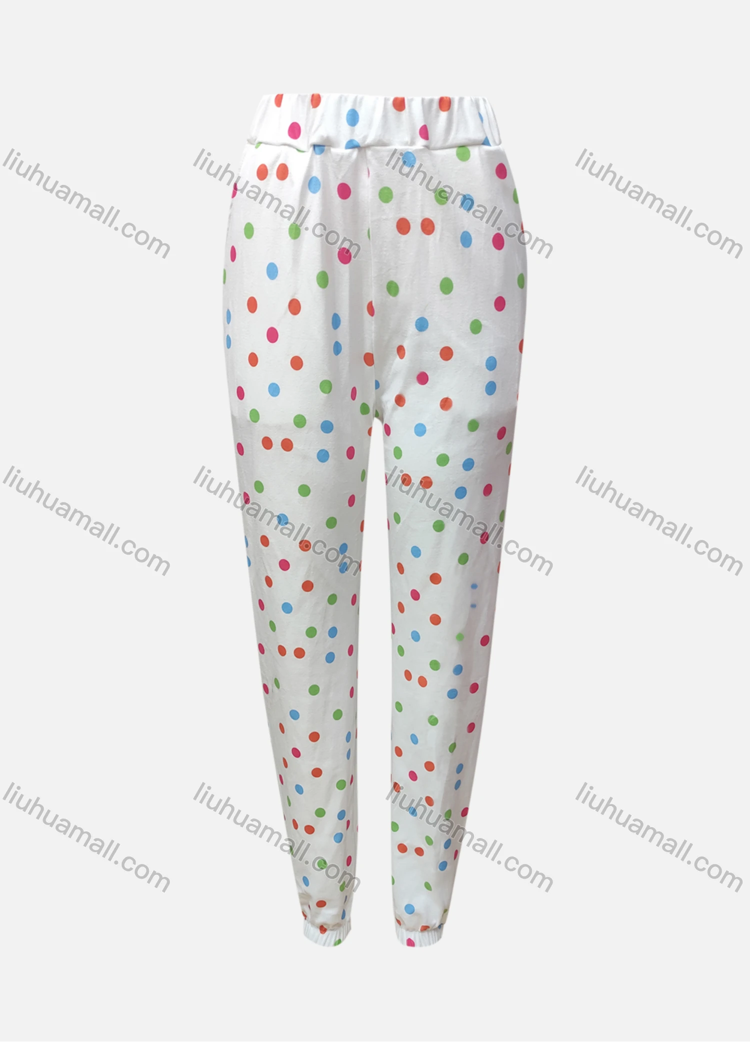 Wholesale Women's Casual Polka Dot Elastic Waist Skinny Fit Sweatpants - Liuhuamall
