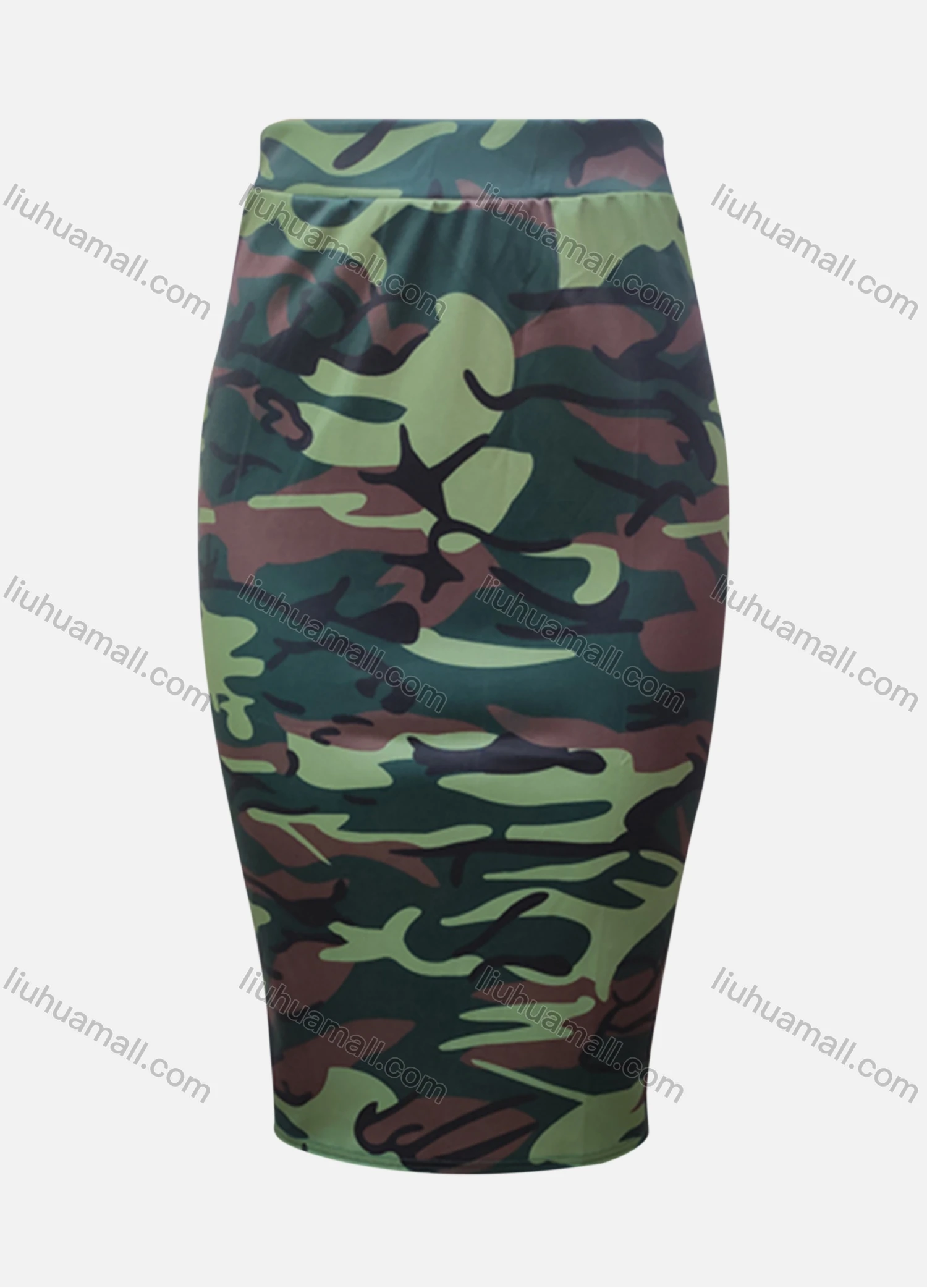 Wholesale Women's Casual Camo High Waist Elastic Waist Skirt - Liuhuamall