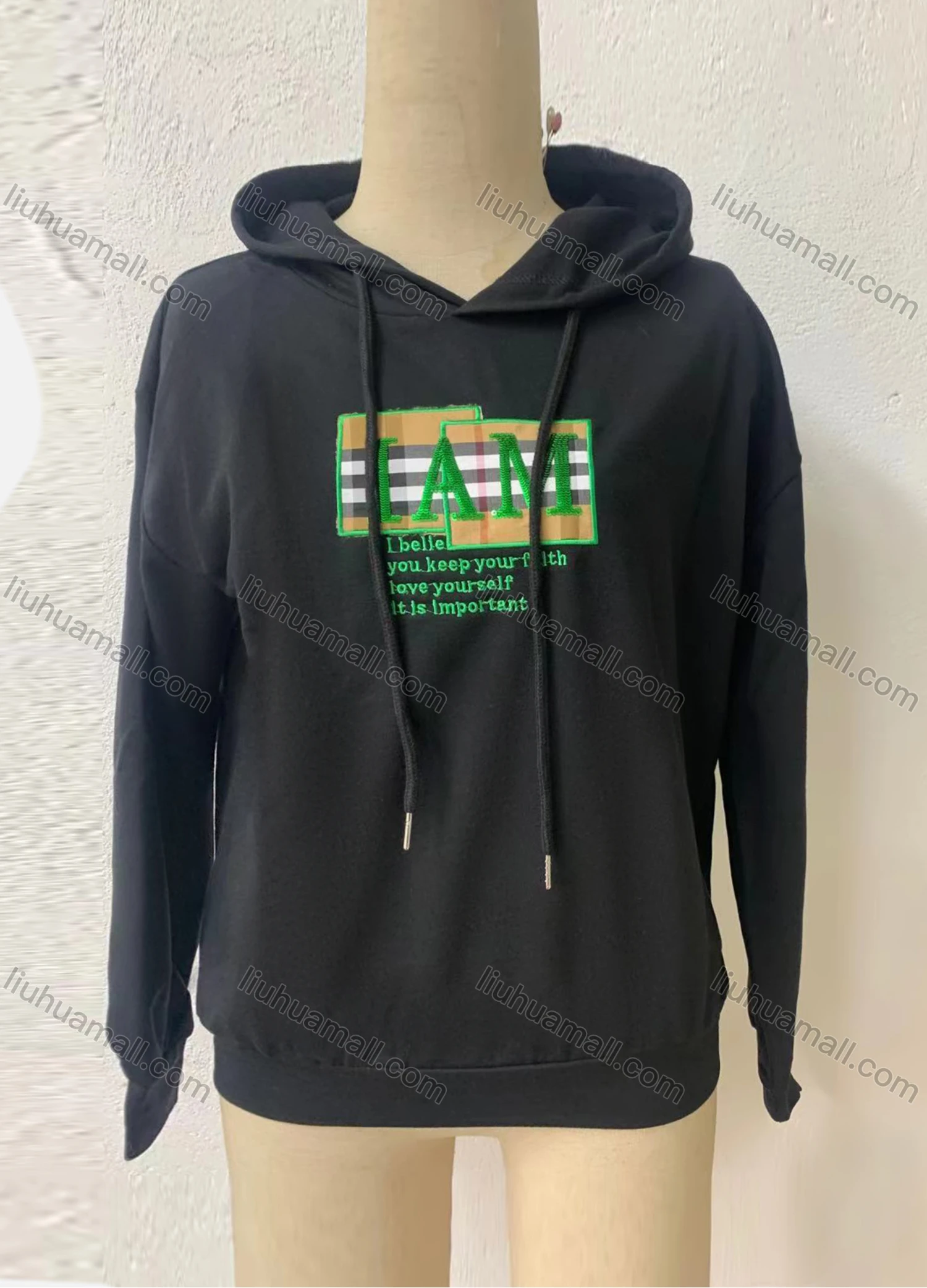 Wholesale Women's Casual Letter Print Drawstring Long Sleeve Hoodie - Liuhuamall