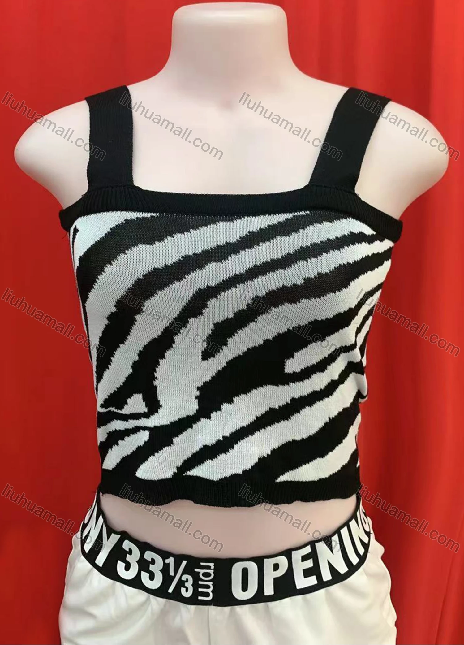 Wholesale Women's Casual Zebra Print Crop Knit Cami Top - Liuhuamall