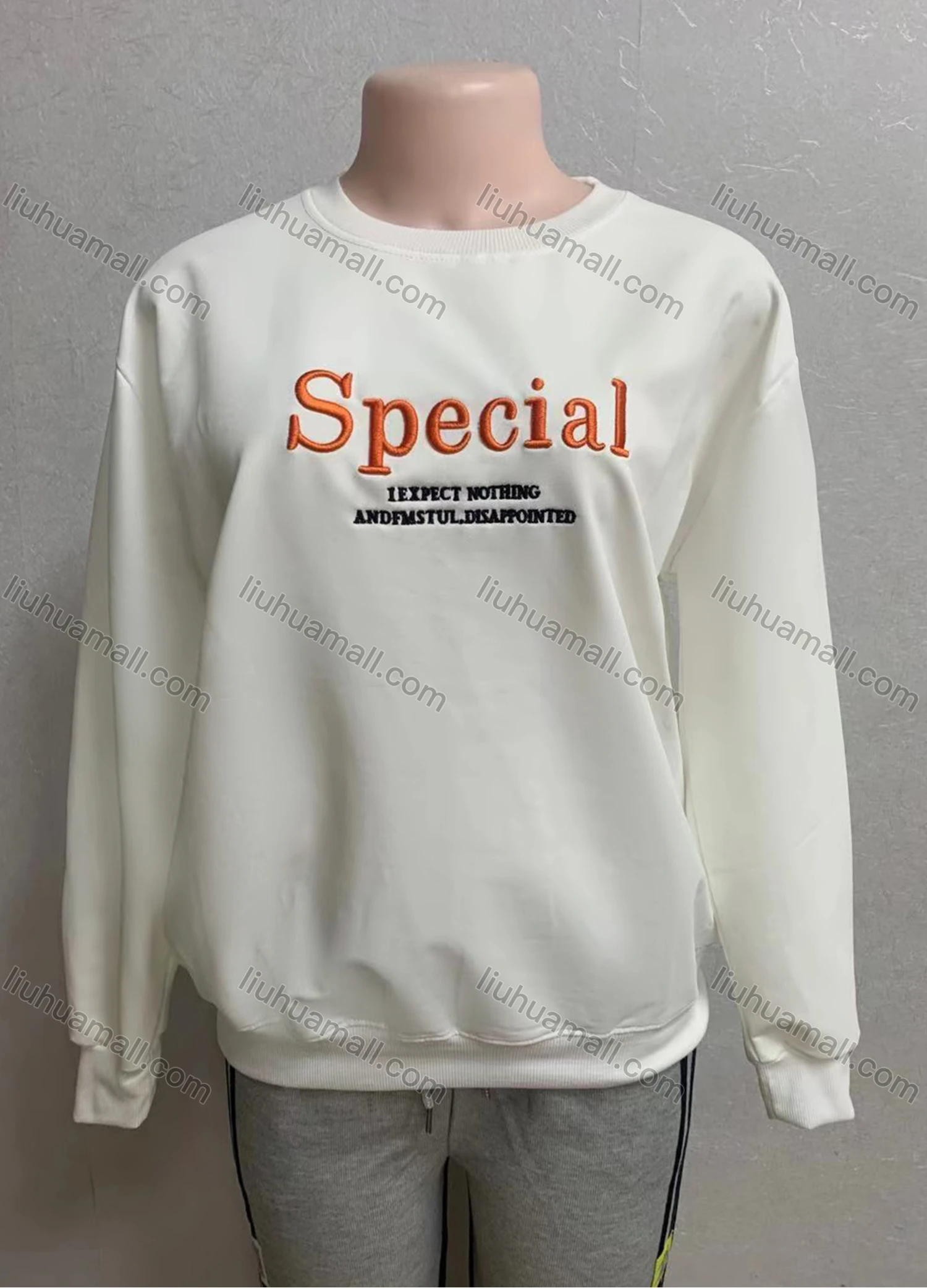 Wholesale Women's Casual Letter Embroidery Round Neck Long Sleeve Sweatshirt - Liuhuamall