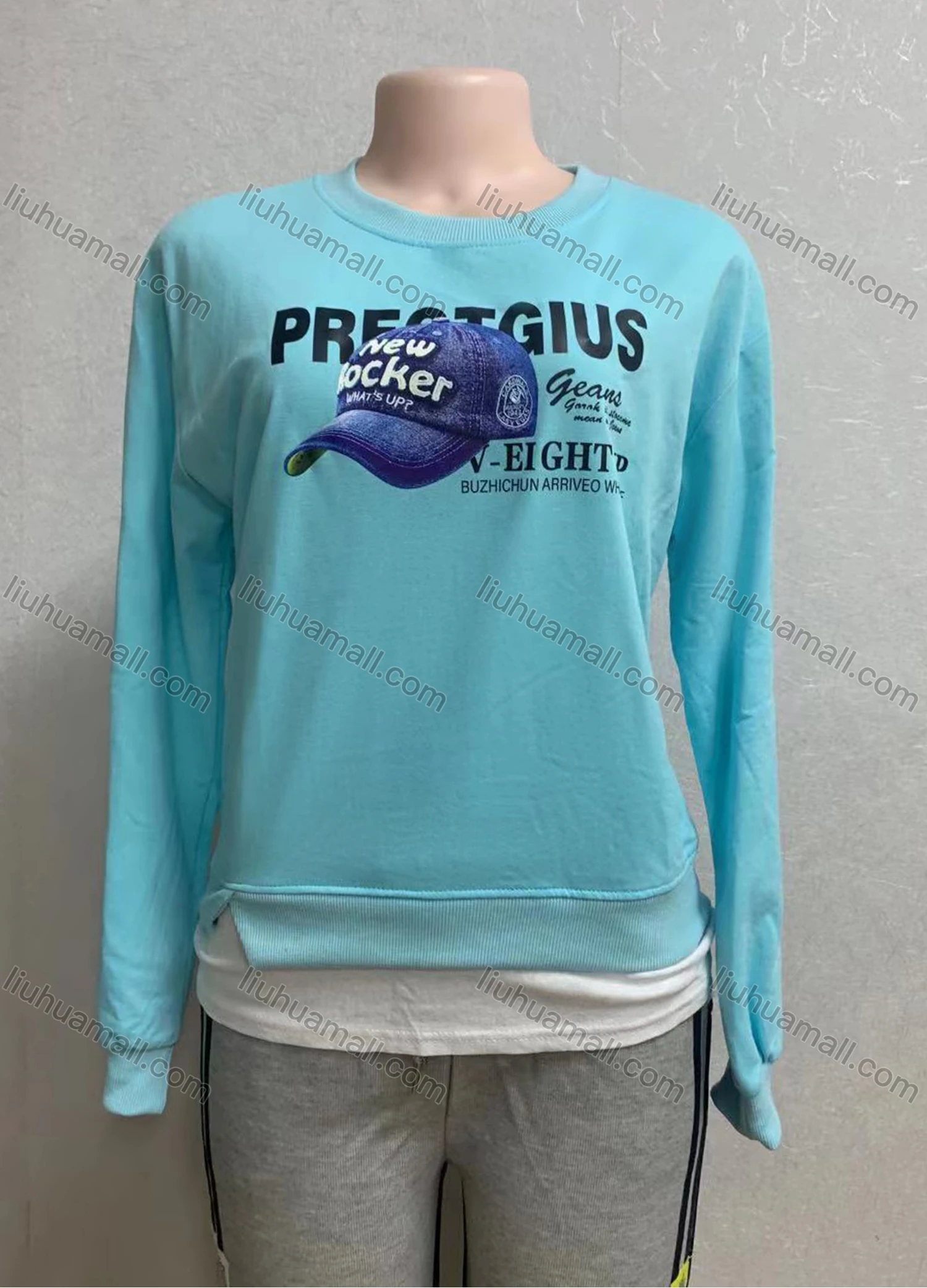 Wholesale Women's Casual Graphic & Letter Print Round Neck Long Sleeve Sweatshirt - Liuhuamall