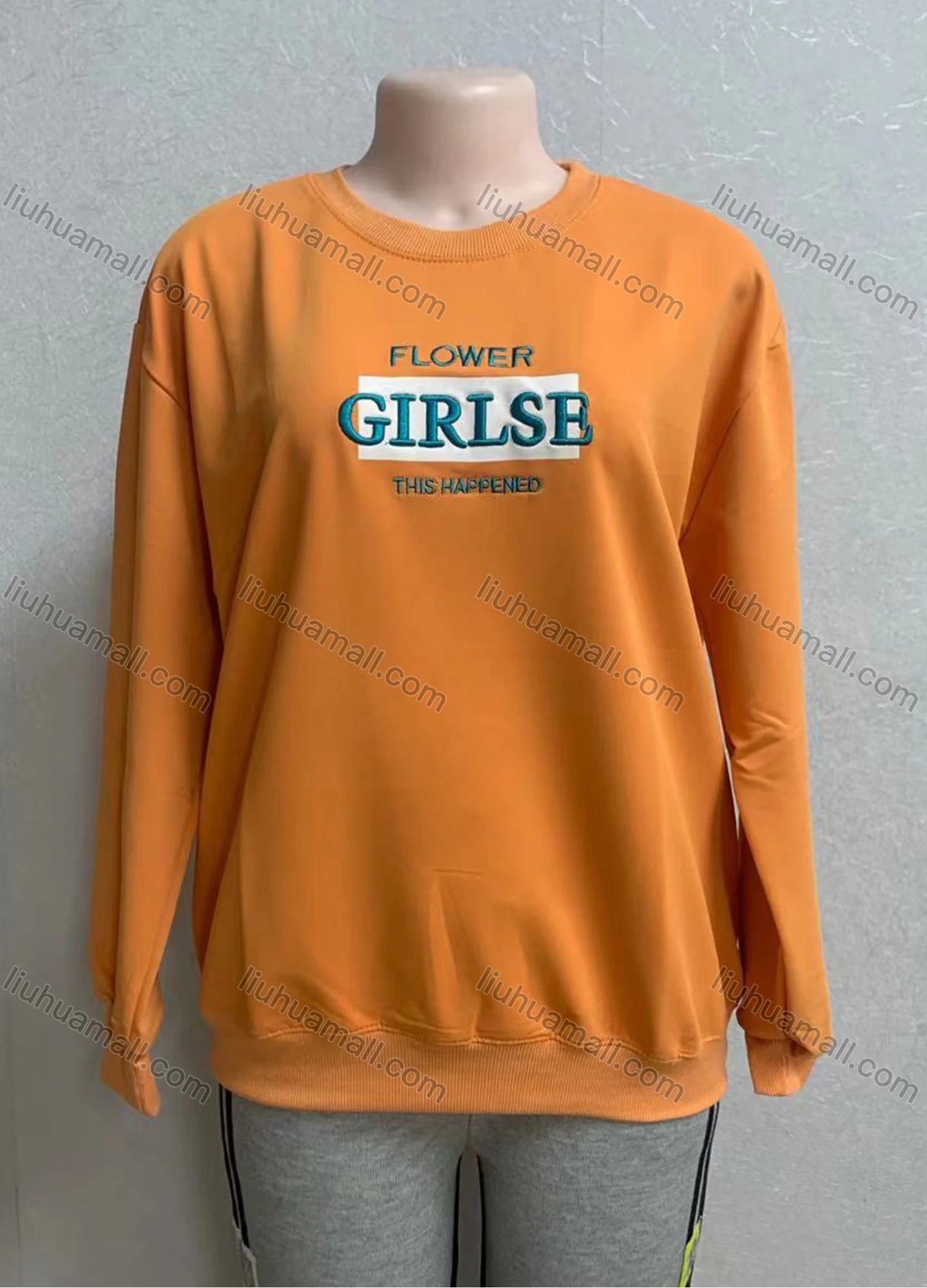 Wholesale Women's Casual Letter Embroidery Round Neck Long Sleeve Sweatshirt - Liuhuamall