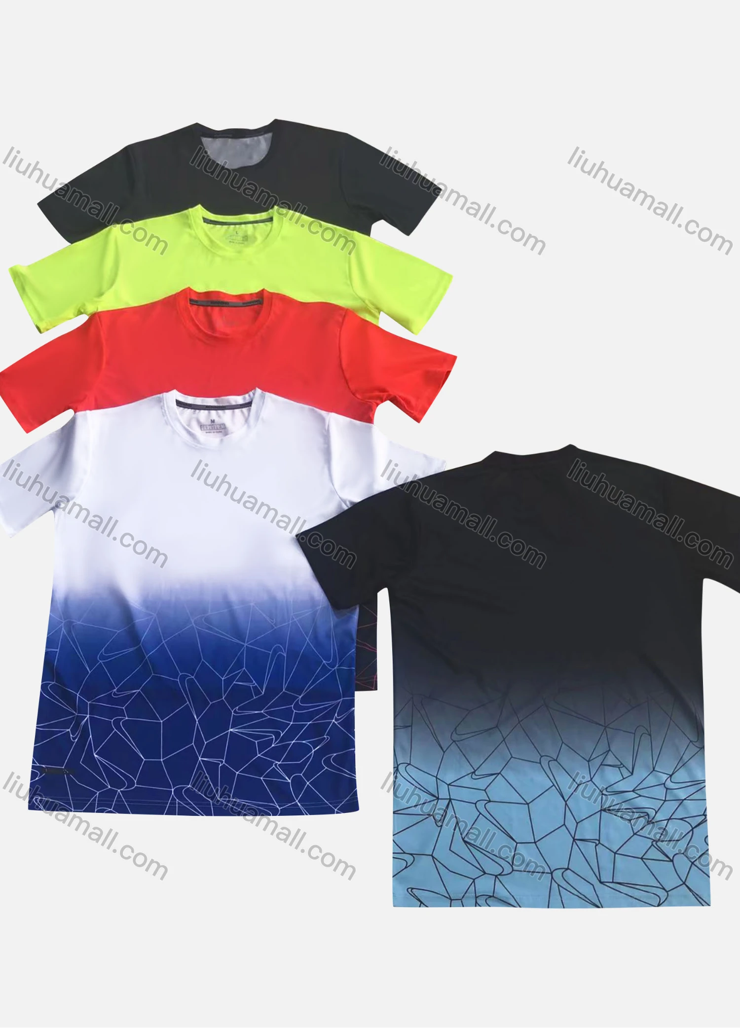 Wholesale Men's Dacron Knitting Round Neck Ombre Athletic T Shirt LYMWL202212003-1 - Liuhuamall