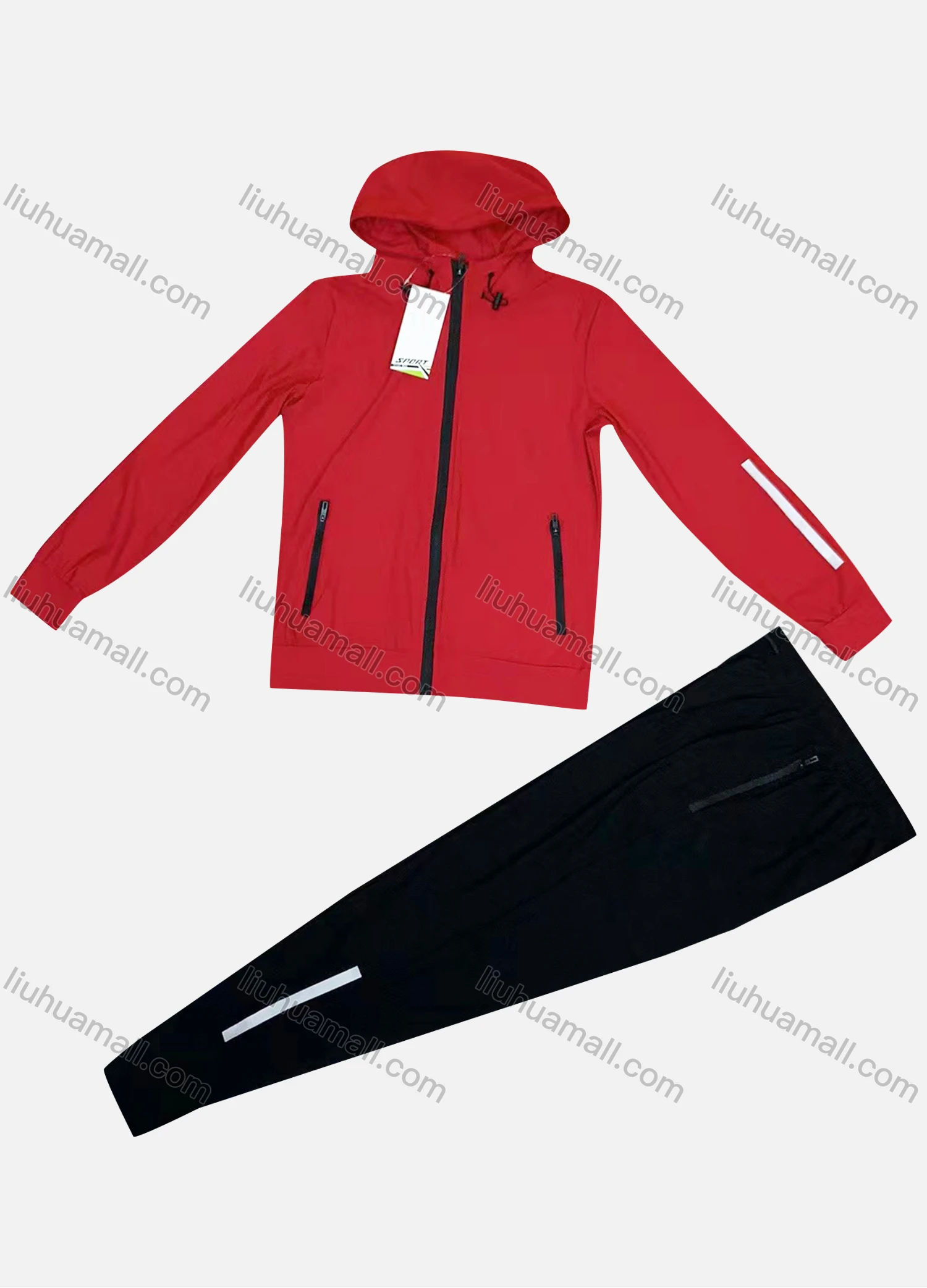 Wholesale Women's Athletic Zipper Long Sleeve Striped Trim Jacket 2 Piece Set LYM202212005 - Liuhuamall