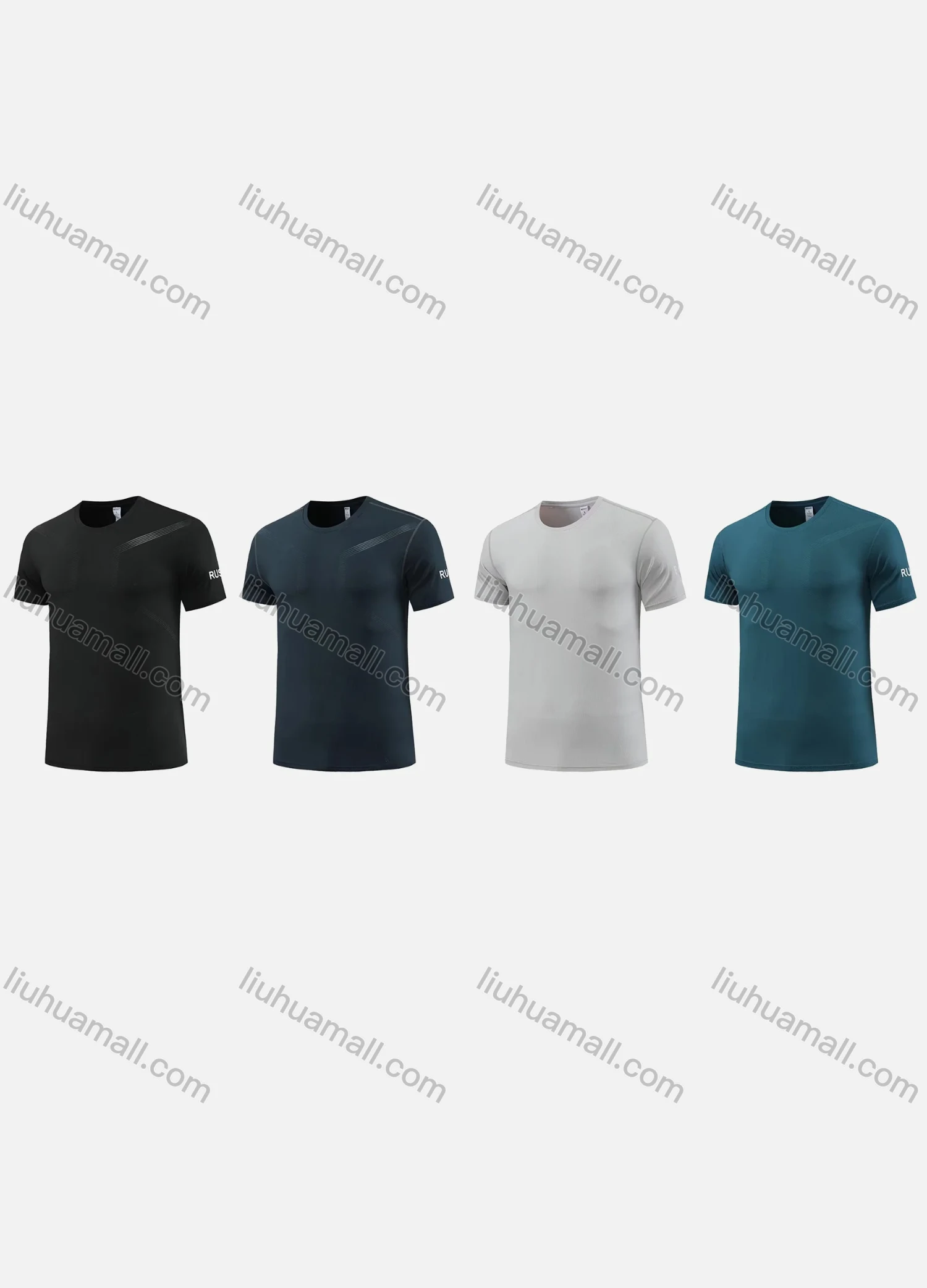 Wholesale Men's Athletic Quick Dry Plain Striped Round Neck Short Sleeve Tee 550# - Liuhuamall