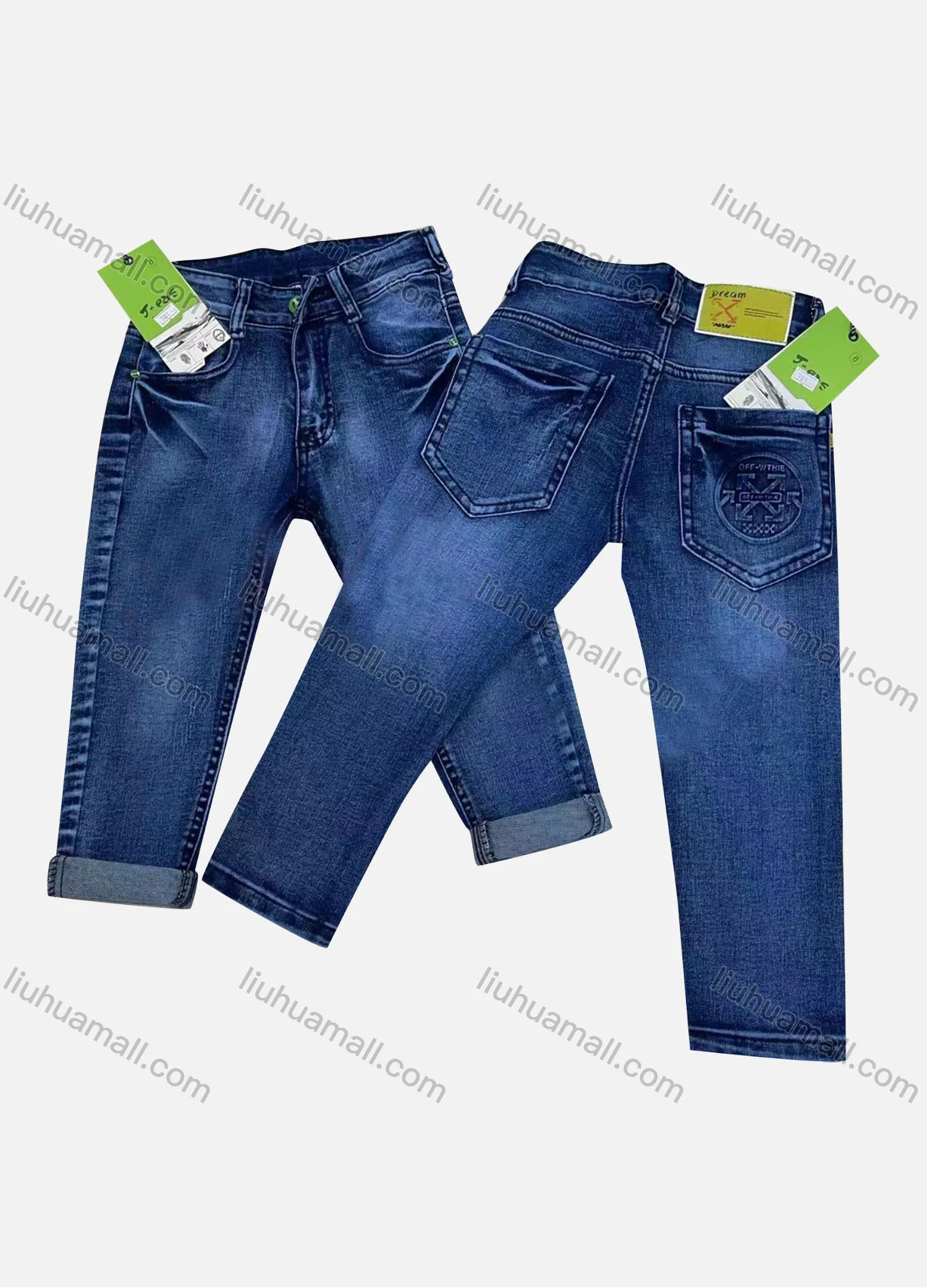 Wholesale Boys Casual Wash Button Closure Pockets Denim Jeans - Liuhuamall