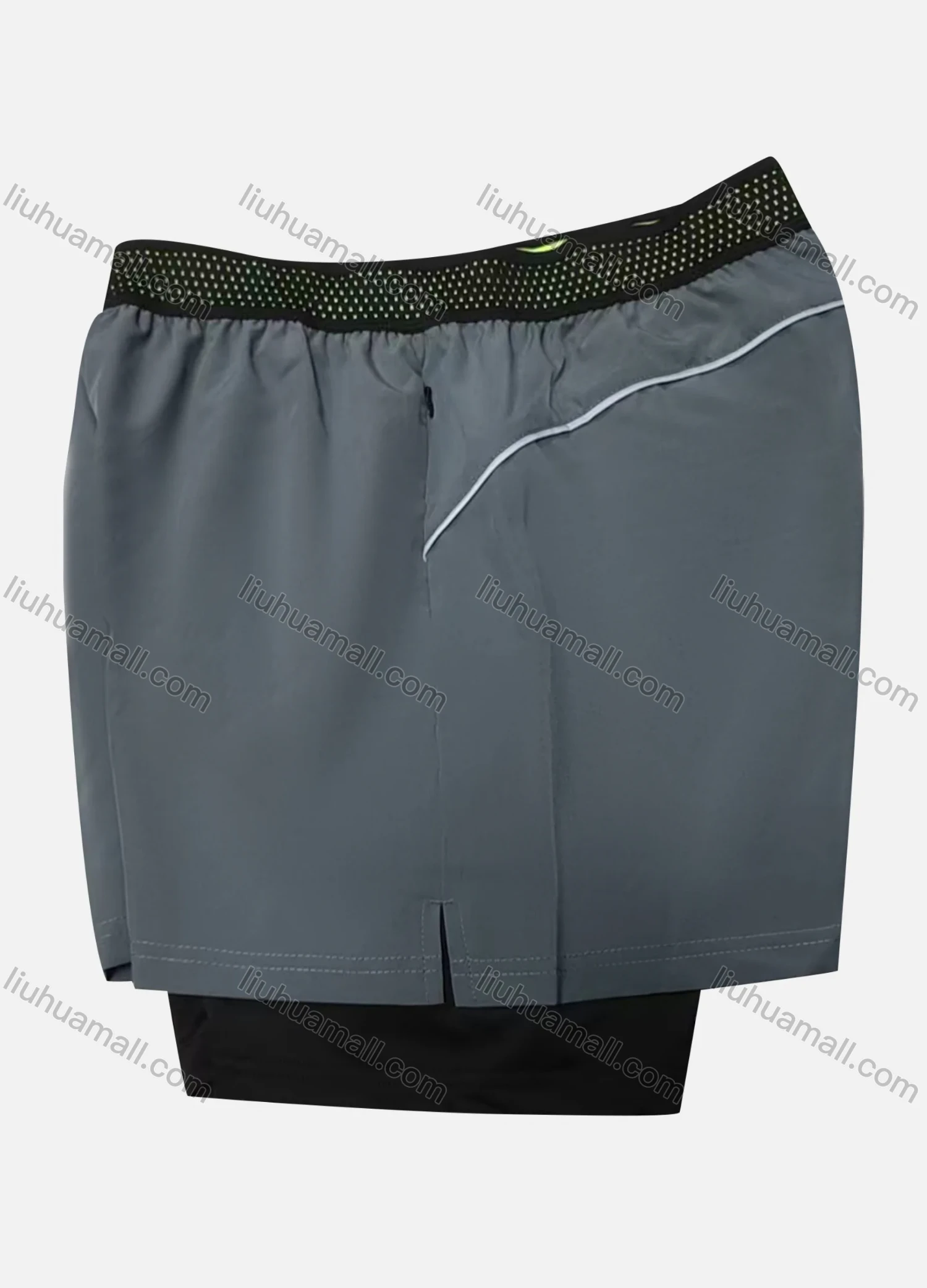 Wholesale Men's 2-in-1 Plain Quick Dry Breathable Mesh Sporty Elastic Waist Shorts - Liuhuamall