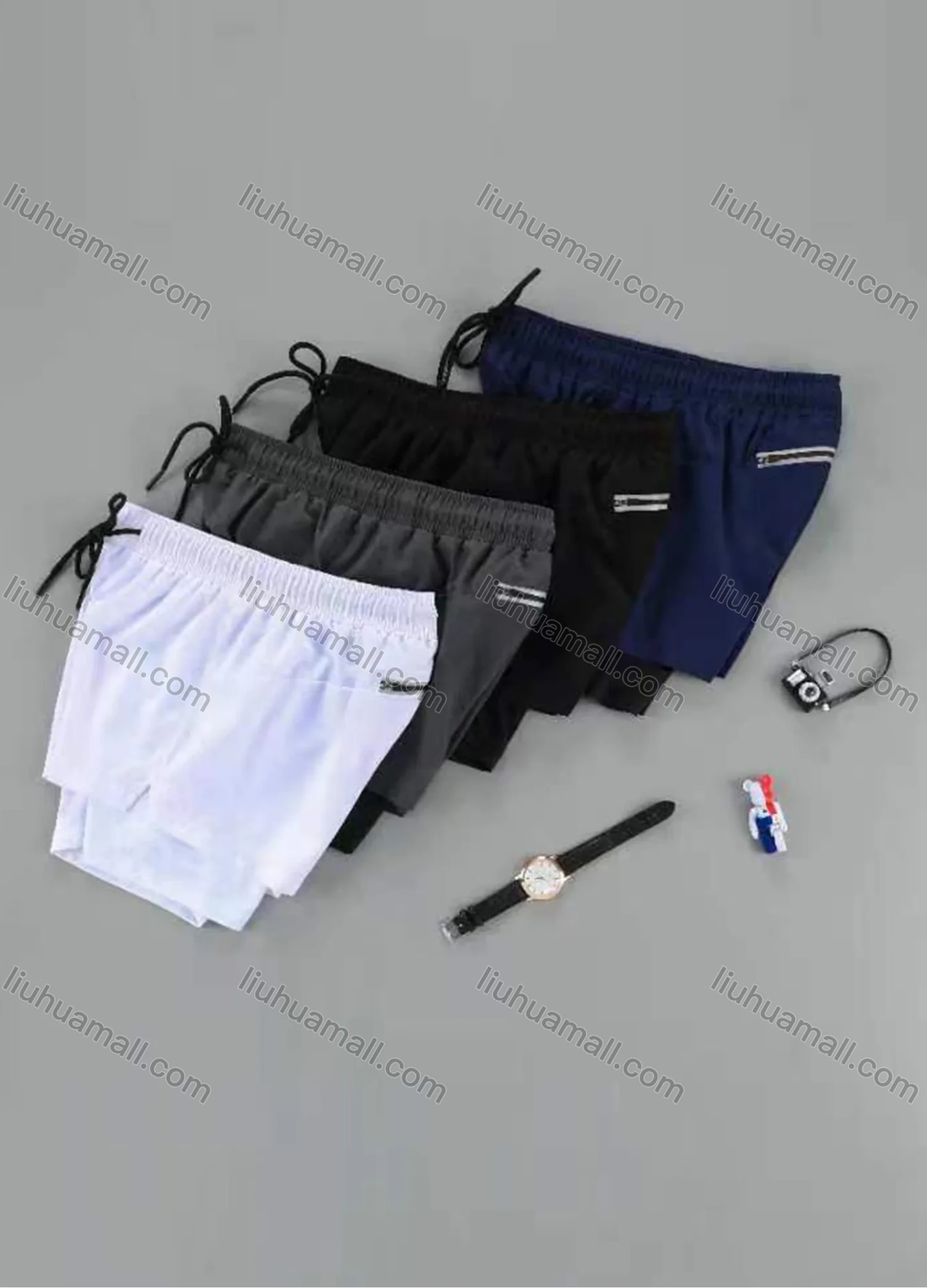 Wholesale Men's Plain Quick Dry Elastic Waist Drawstring Sporty Shorts - Liuhuamall