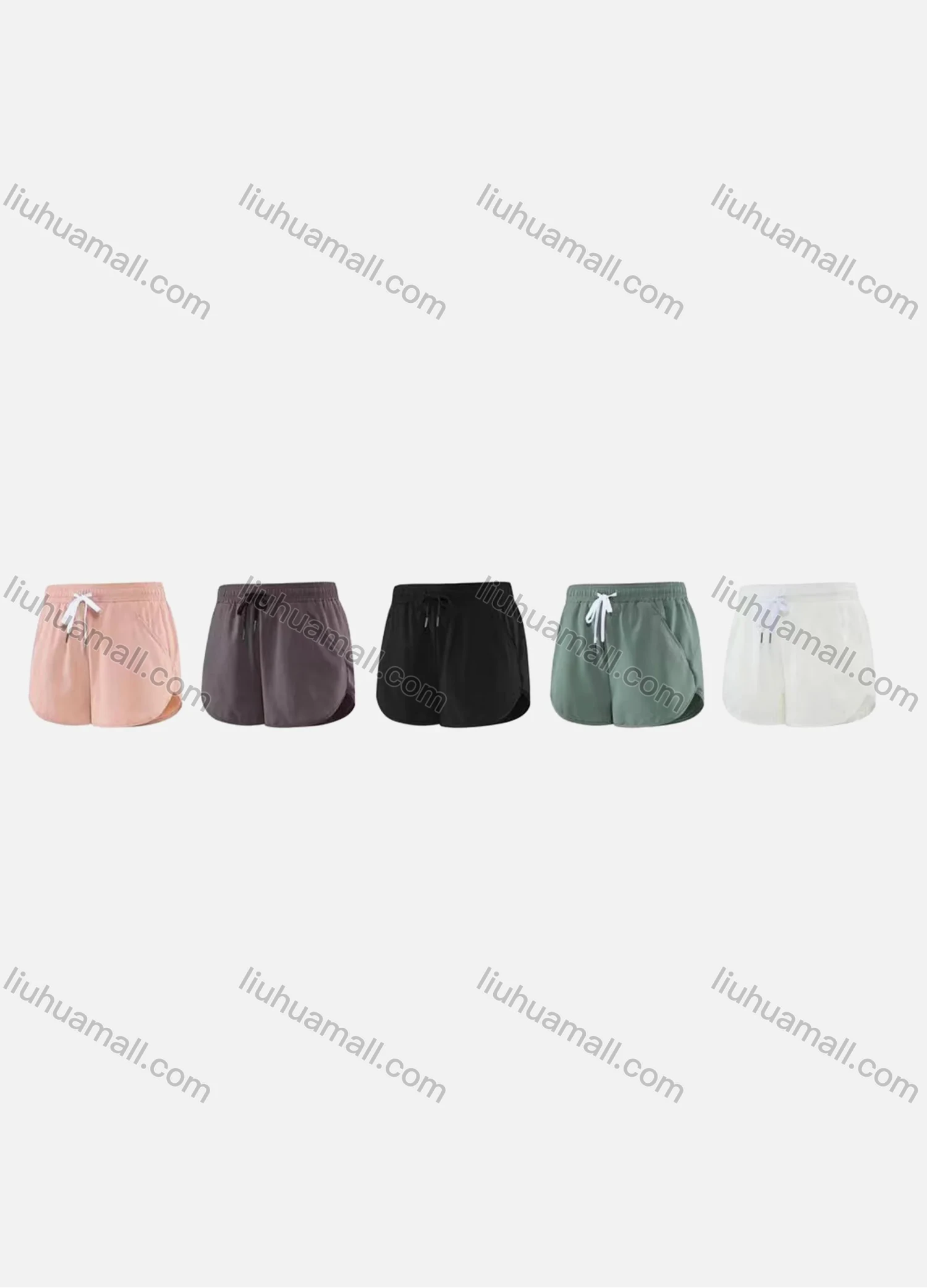 Wholesale Women's Plain Quick Dry Elastic Waist Drawstring Pocket Sporty Shorts - Liuhuamall