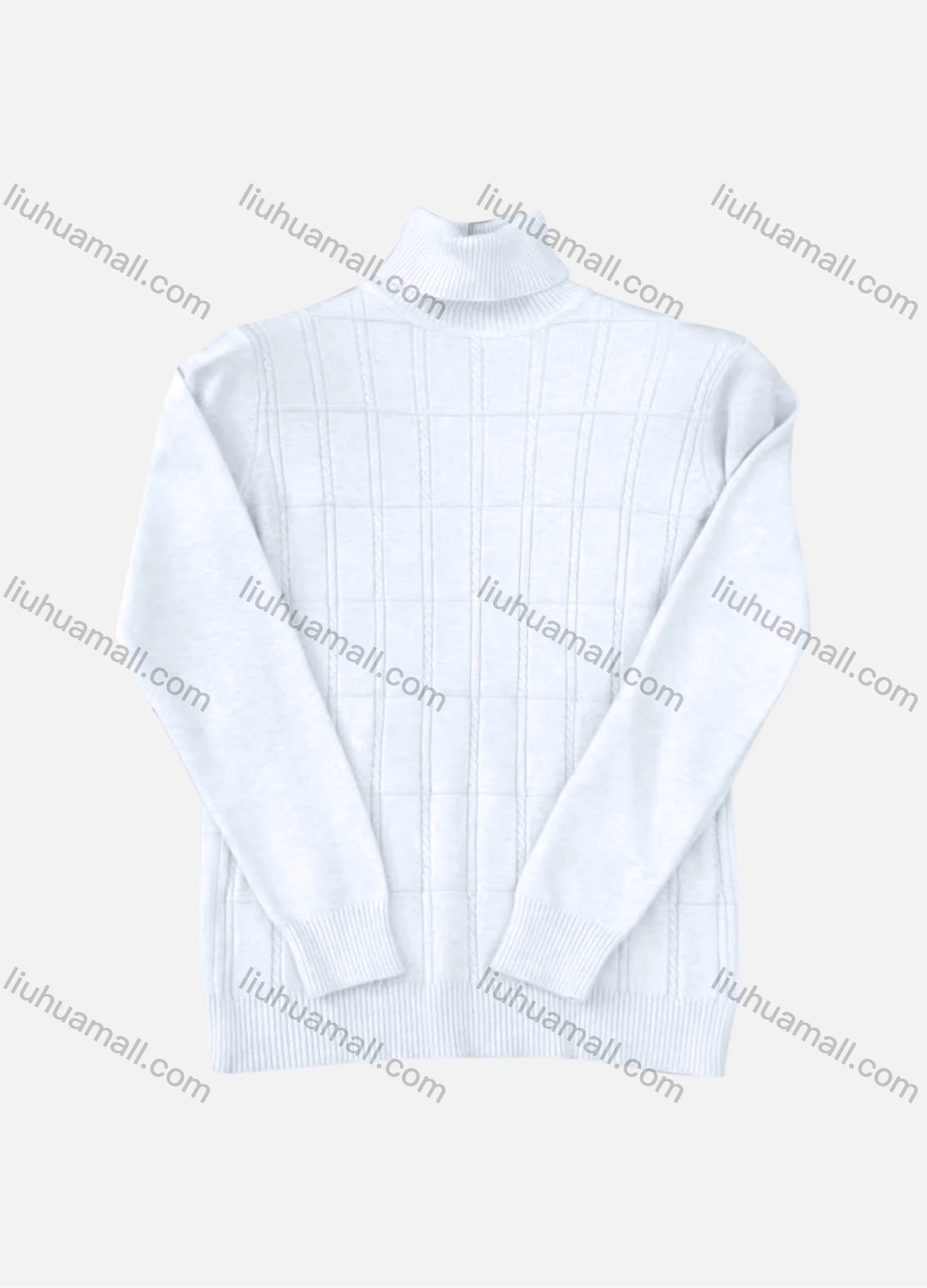 Wholesale Men's Casual Plain Ribbed Turtleneck Long Sleeve Sweater - Liuhuamall