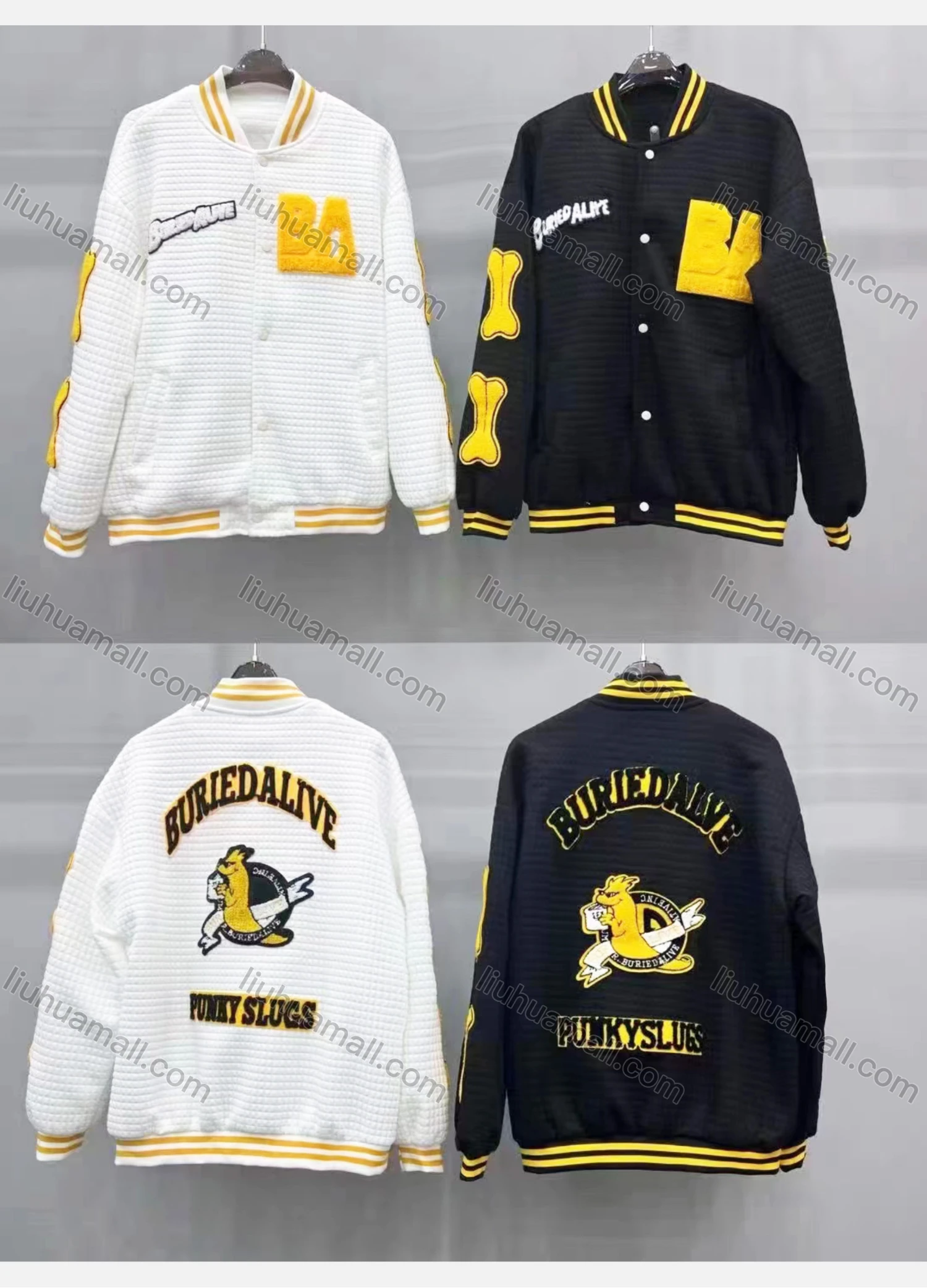 Wholesale Men's Casual Baseball Collar Flock Print Button Down Baseball Jacket - Liuhuamall