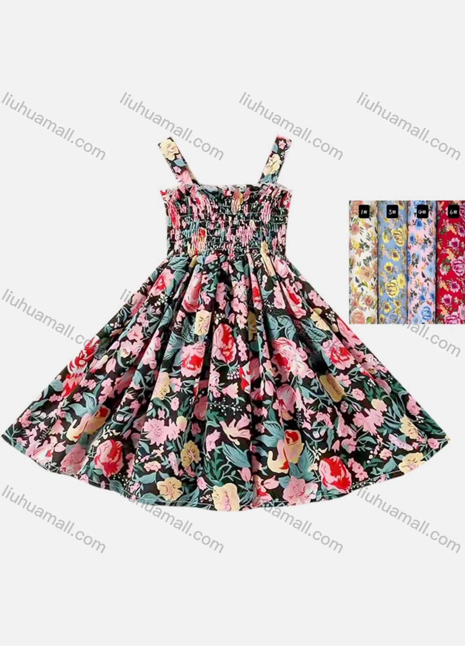 Wholesale Girls Casual Sleeveless Floral Print Short Cami Dress - Liuhuamall