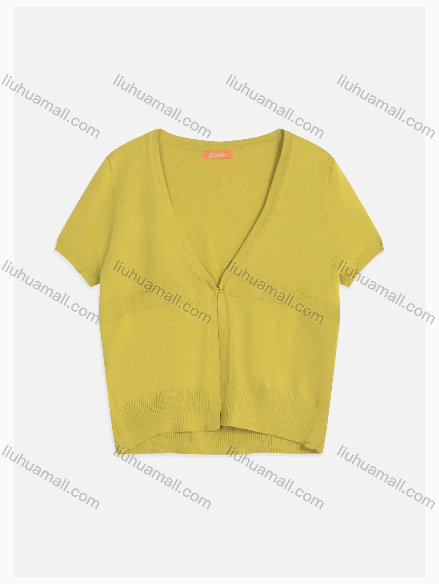 Wholesale Women's V Neck Short Sleeve Plain Button Cardigan 9263# - Liuhuamall