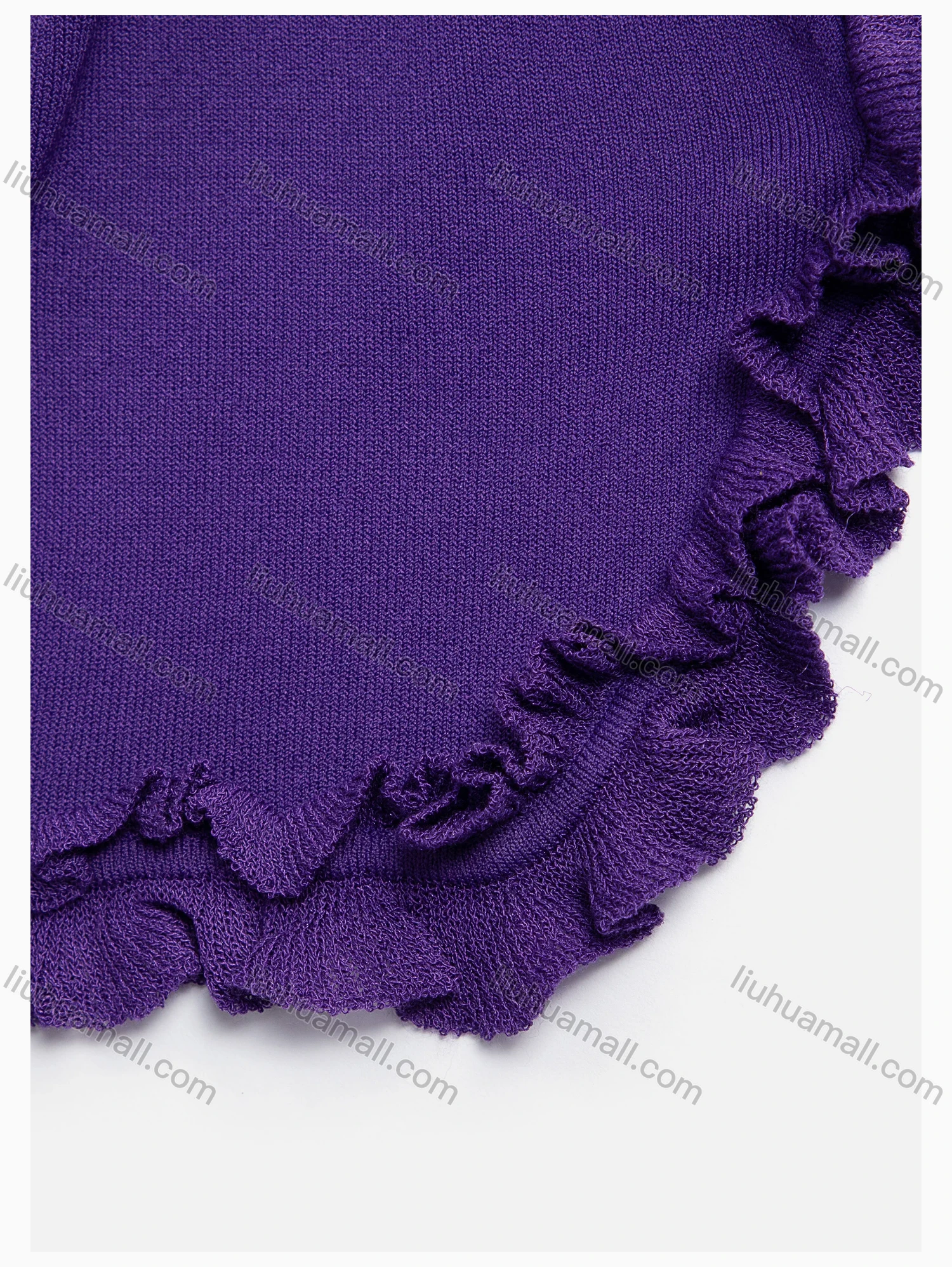 Wholesale Women's V Neck Short Sleeve Lettuce Trim Plain Crop Cardigan 9169# - Liuhuamall