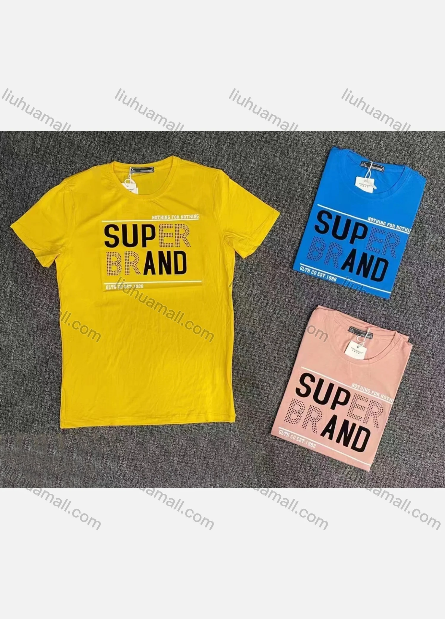 Wholesale Men's Casual 100% Cotton Letter Graphic Round Neck Short Sleeve Tee 54028# - Liuhuamall