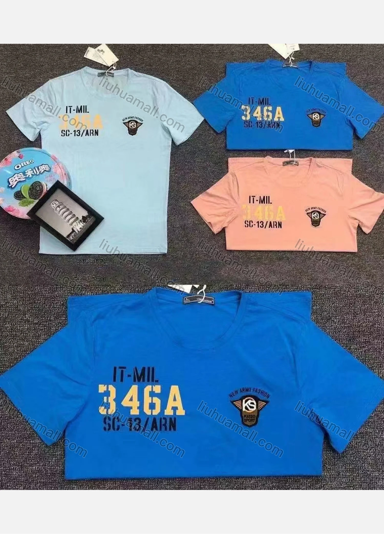 Wholesale Men's Casual 100% Cotton Letter Graphic Round Neck Short Sleeve Tee 54031# - Liuhuamall