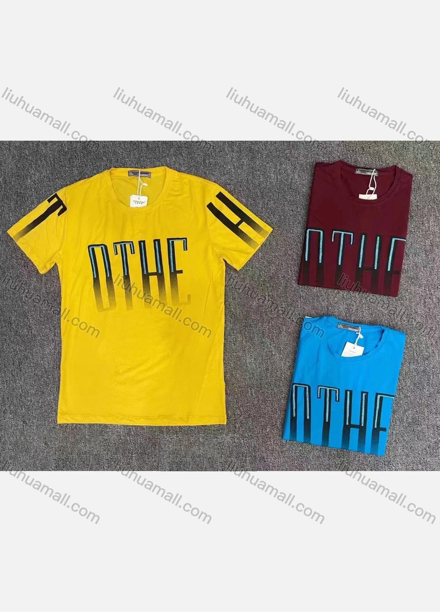 Wholesale Men's Casual 100% Cotton Letter Graphic Round Neck Short Sleeve Tee 54044# - Liuhuamall
