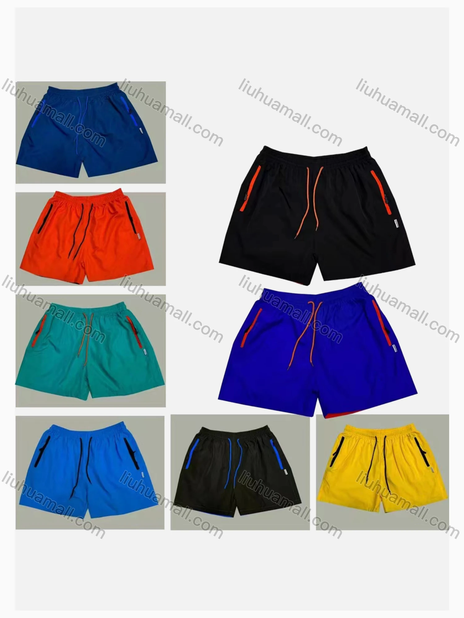 Wholesale Men's Splicing Color Drawstring Casual Shorts 865# - Liuhuamall