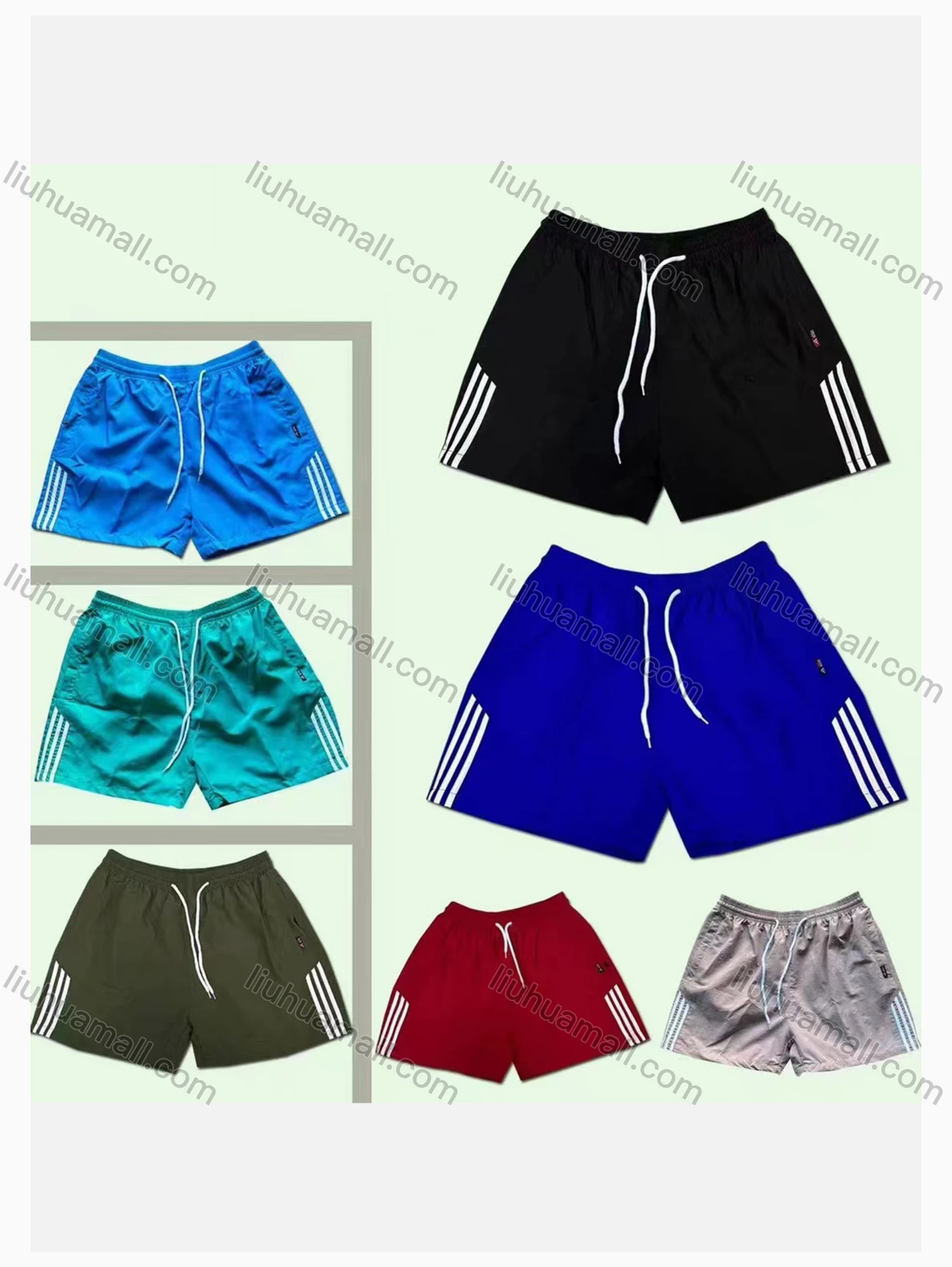 Wholesale Men's Striped Drawstring Athletic Shorts 934# - Liuhuamall