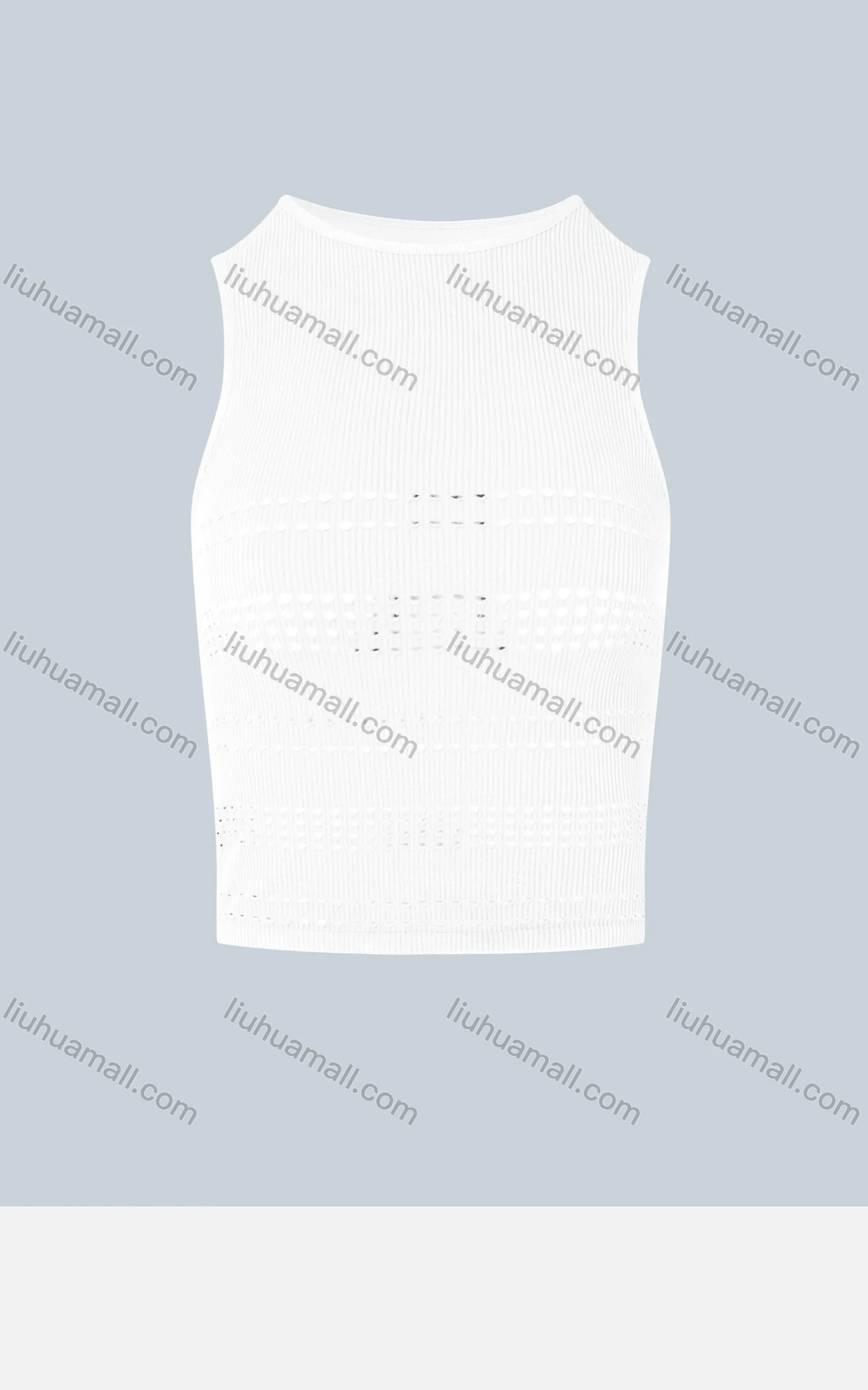 Wholesale Women's Casual Plain Sleeveless Round Neck Ribbed Ripped Crop Tank Top E138# - Liuhuamall