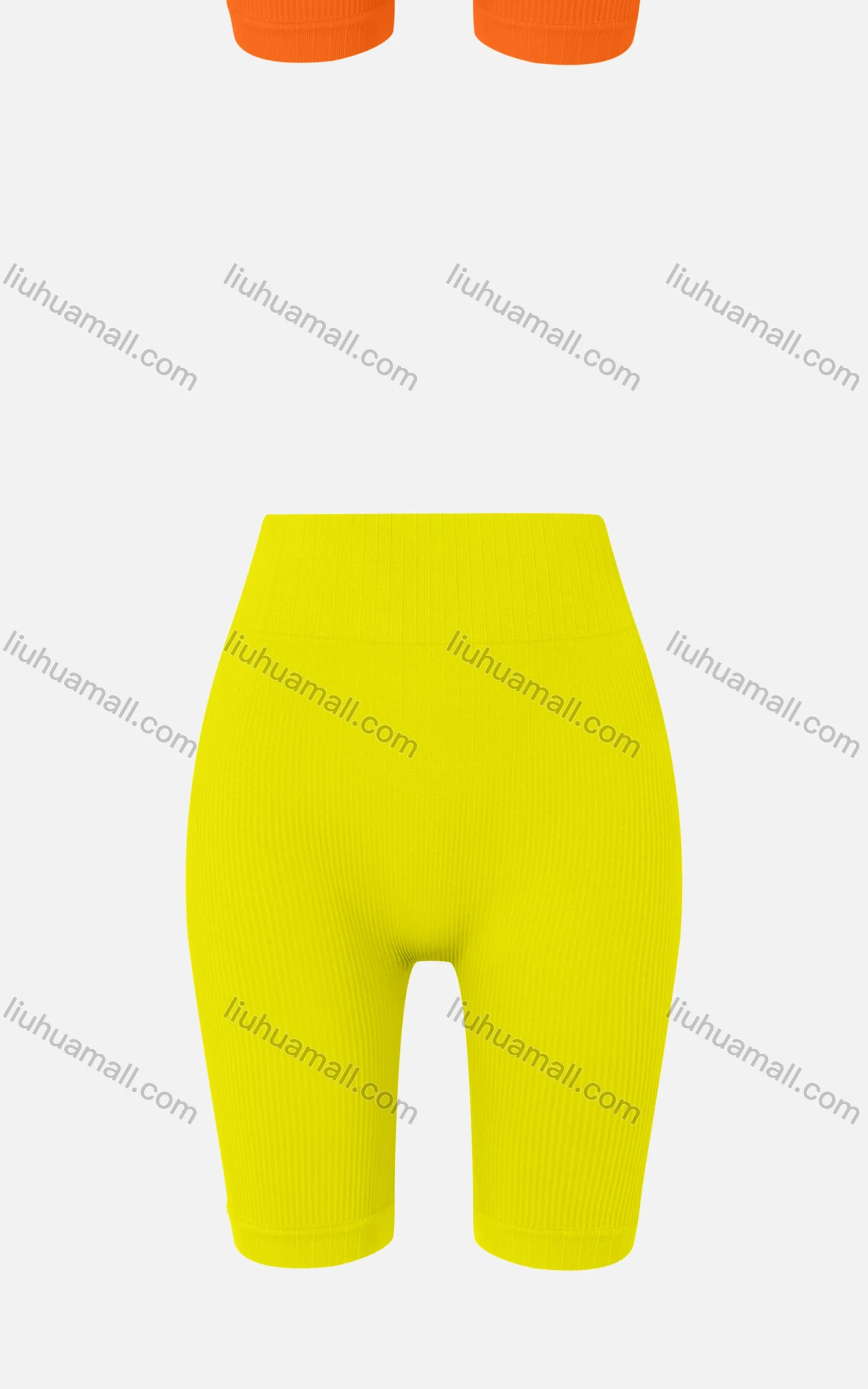 Wholesale Women's Casual Plain Skinny Fit Ribbed High Wasit Shorts E123# - Liuhuamall
