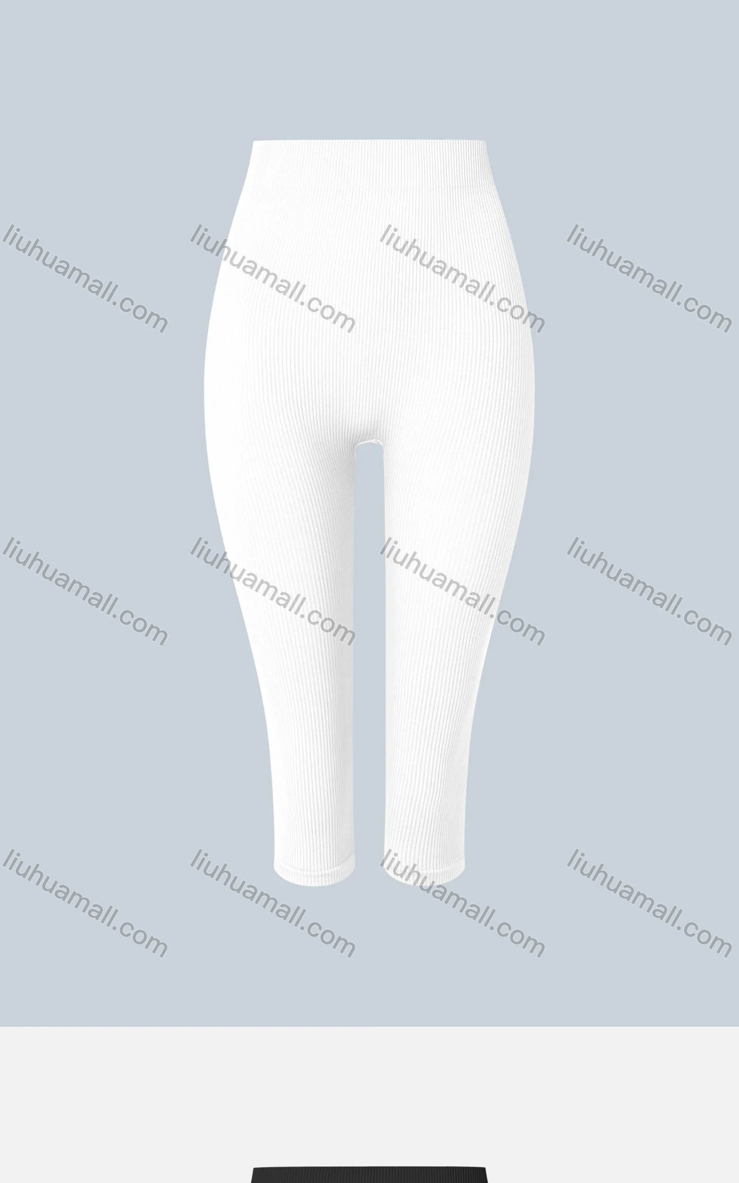 Wholesale Women's Casual Plain Skinny Fit High Waist Ribbed Capri Leggings E139# - Liuhuamall