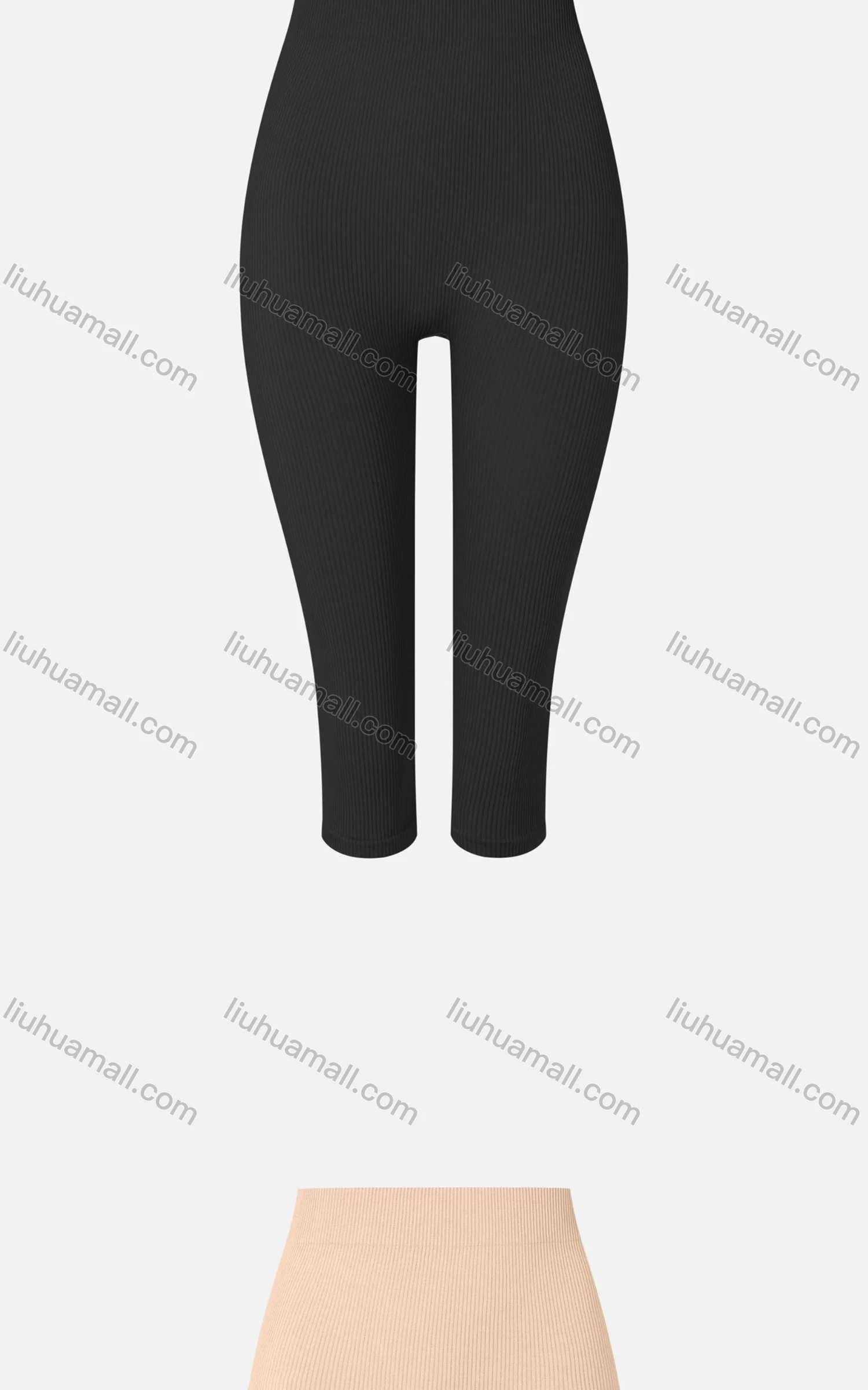 Wholesale Women's Casual Plain Skinny Fit High Waist Ribbed Capri Leggings E139# - Liuhuamall