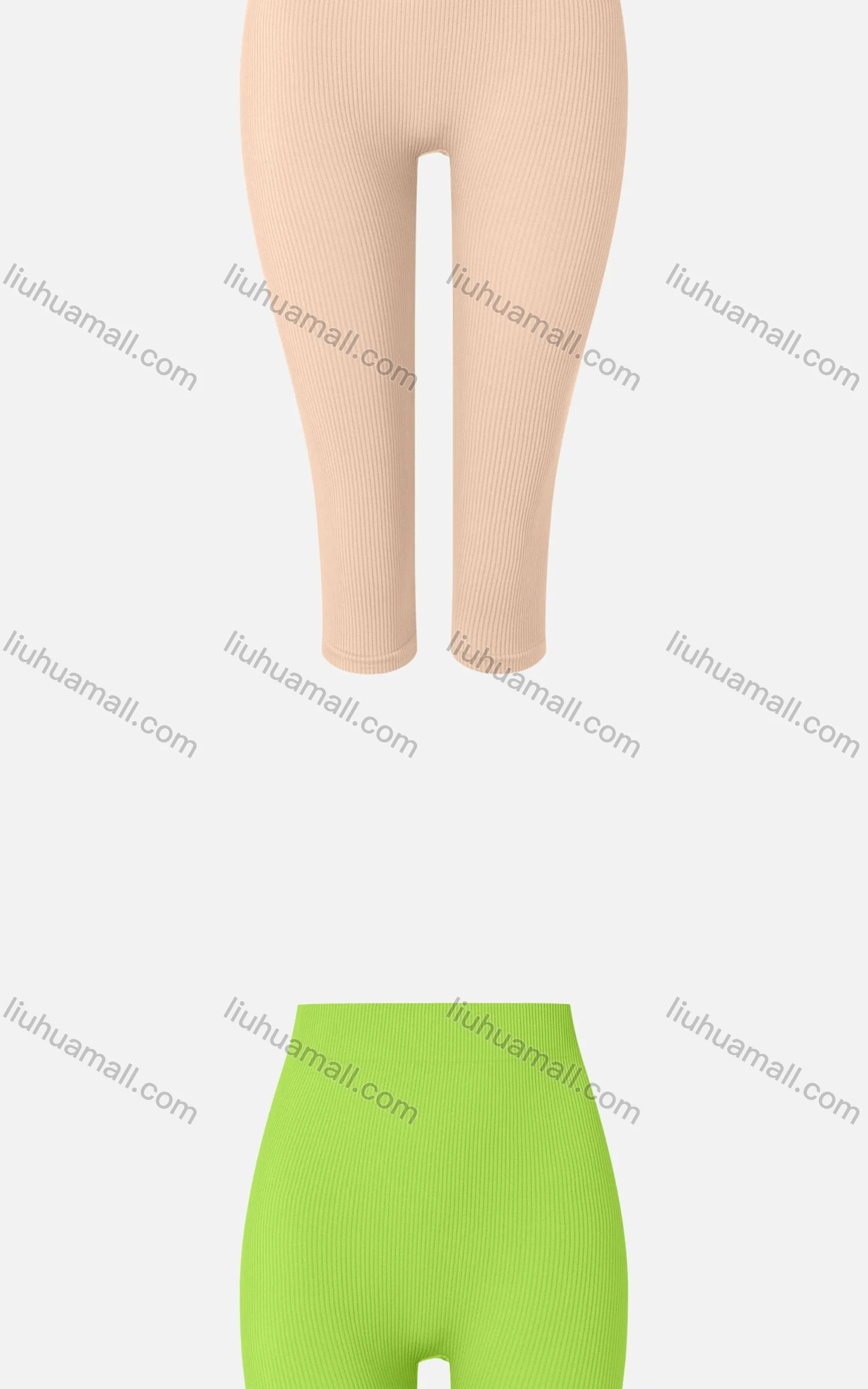 Wholesale Women's Casual Plain Skinny Fit High Waist Ribbed Capri Leggings E139# - Liuhuamall