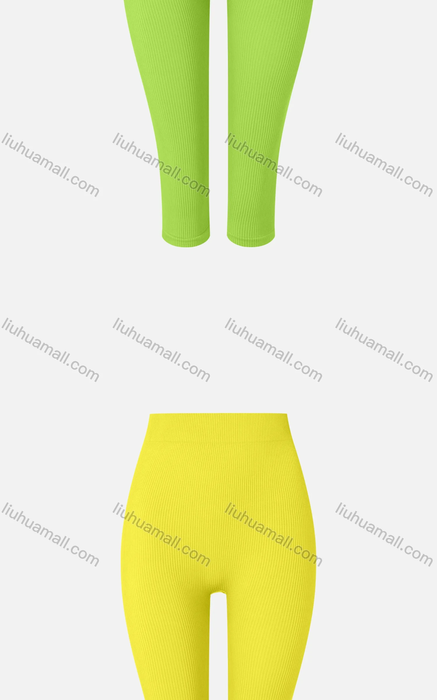 Wholesale Women's Casual Plain Skinny Fit High Waist Ribbed Capri Leggings E139# - Liuhuamall