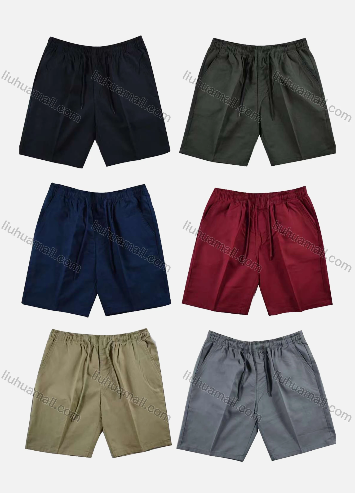 Wholesale Men's Drawstring Plain Elastic Waist Shorts 8880# - Liuhuamall