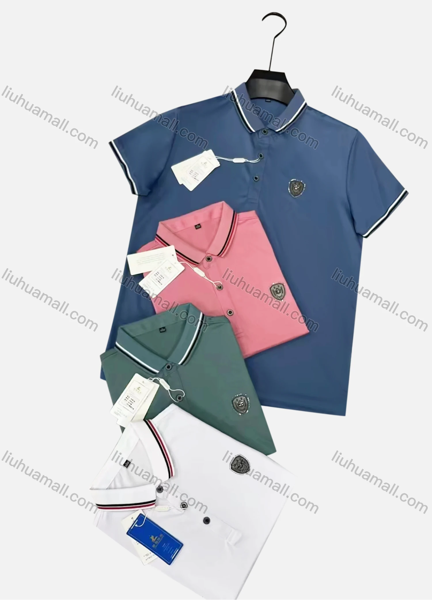 Wholesale Men's Causal Plain Labelled Short Sleeve Polo Shirt - Liuhuamall
