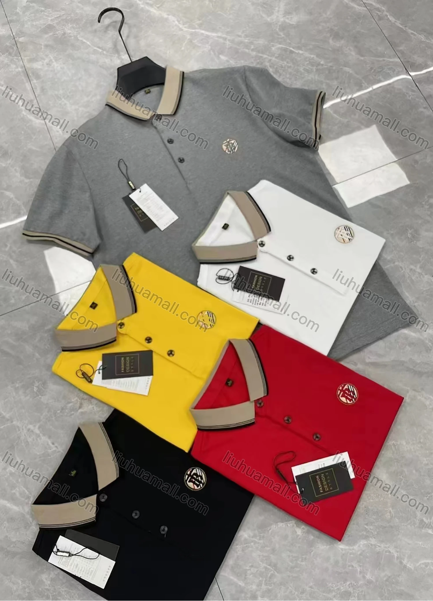 Wholesale Men's Causal Plain Labelled Short Sleeve Polo Shirt - Liuhuamall