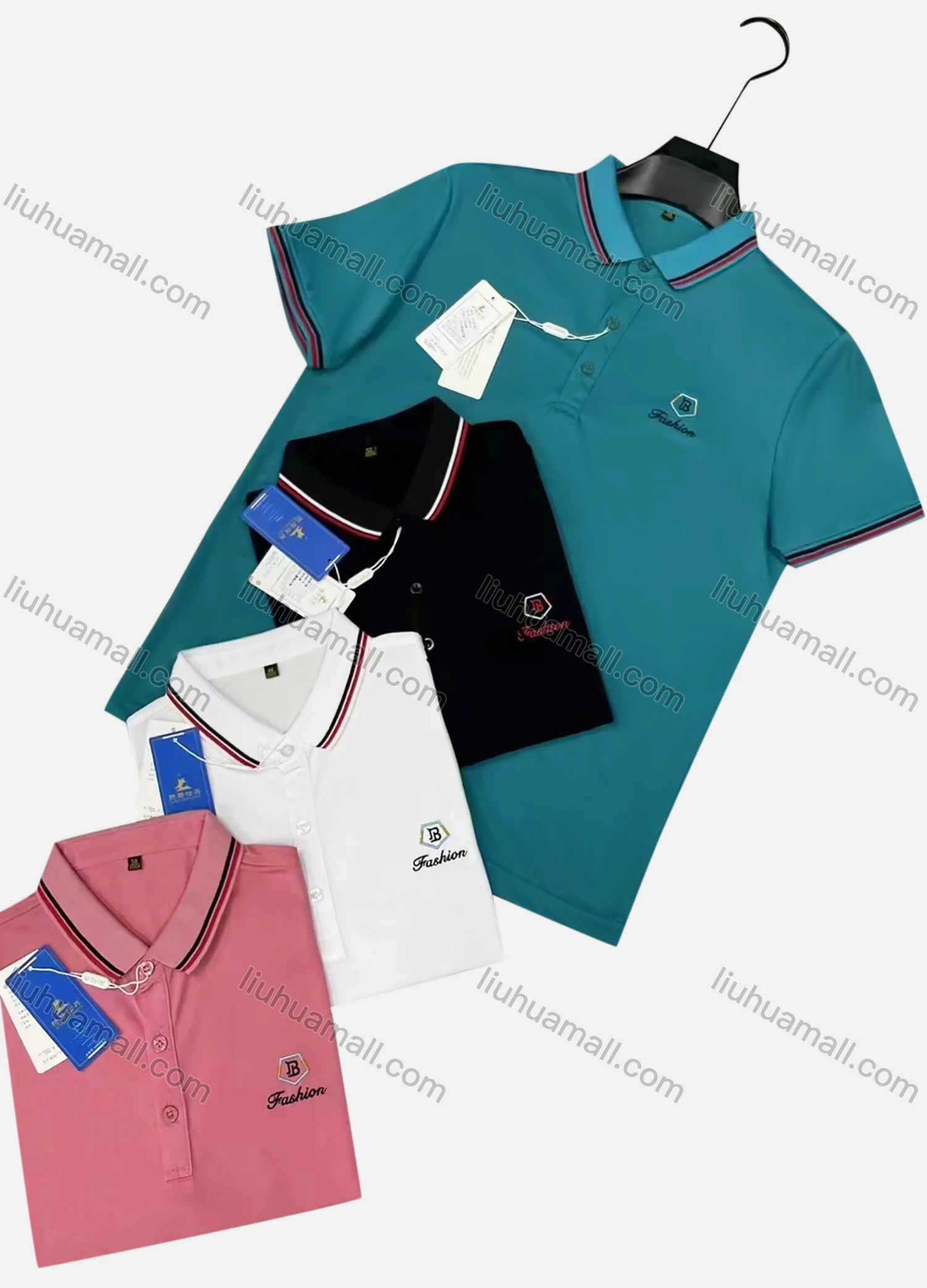 Wholesale Men's Causal Plain Labelled Short Sleeve Polo Shirt - Liuhuamall